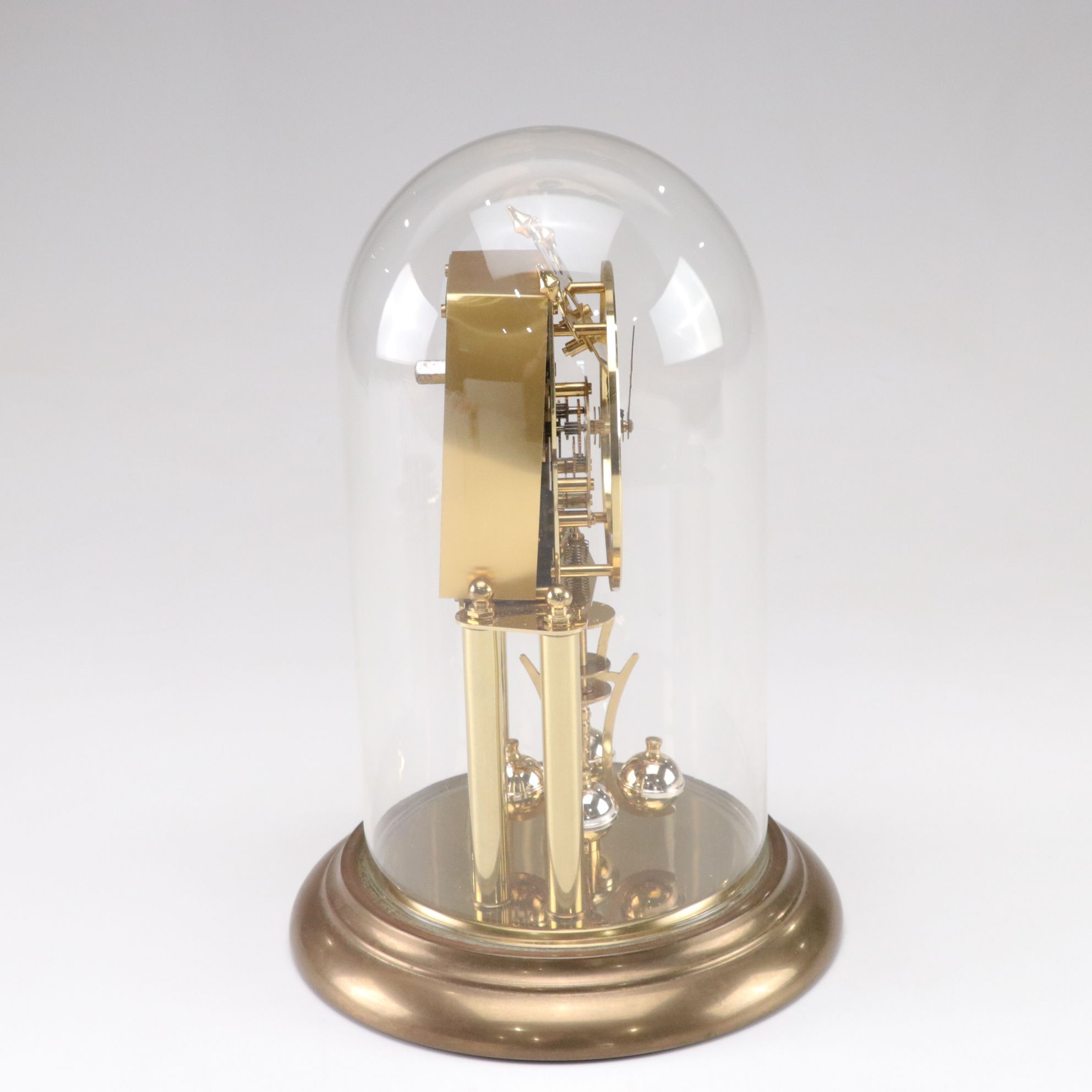 German Elgin S. Haller Anniversary Mantel Clock With Glass Cloche