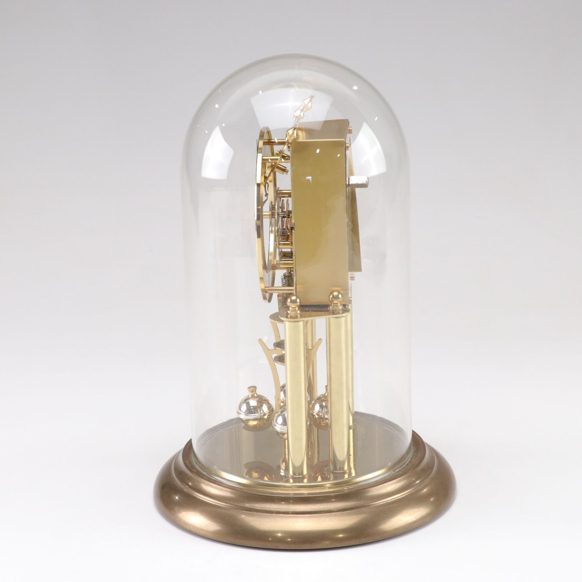 German Elgin S. Haller Anniversary Mantel Clock With Glass Cloche