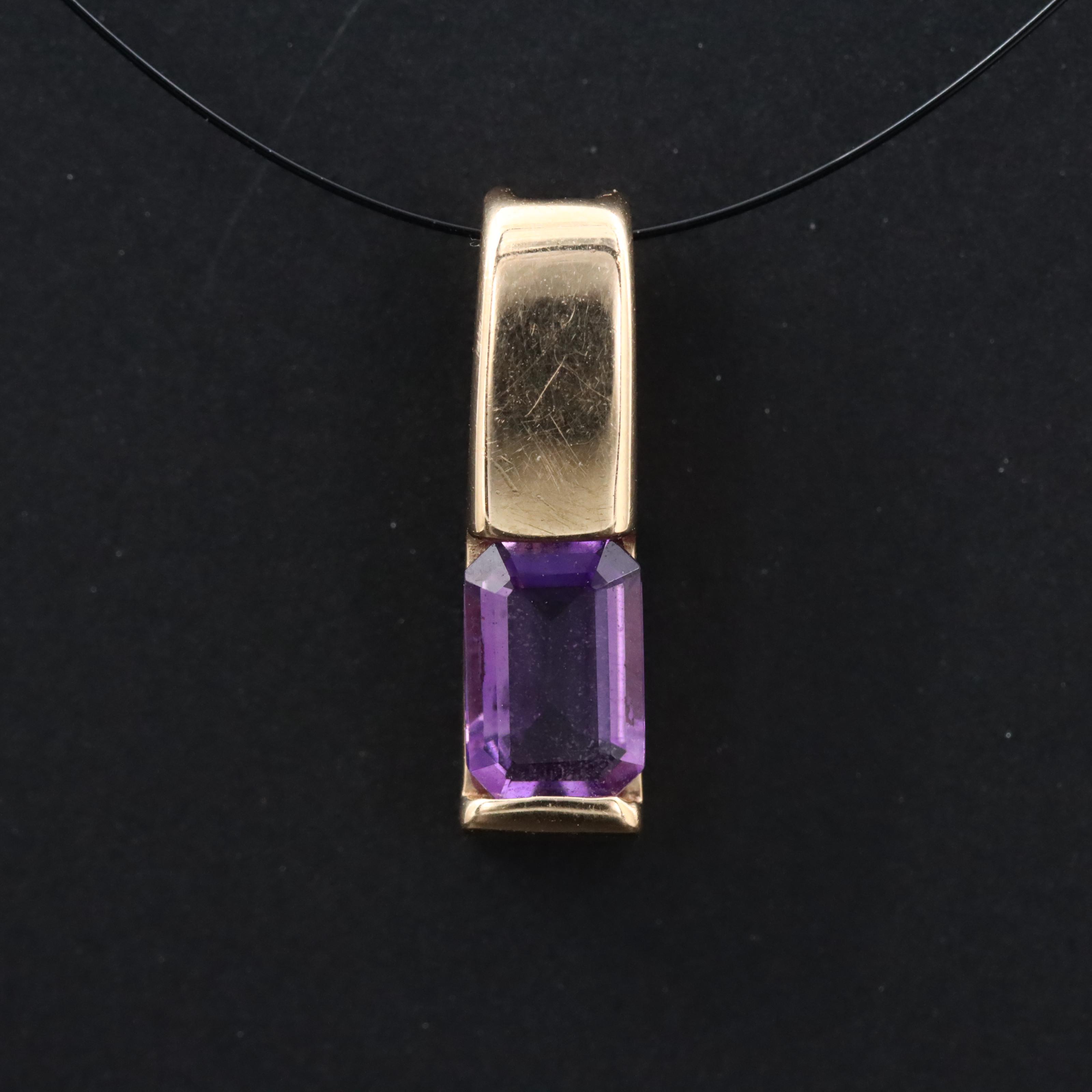 14K Amethyst Solitaire Pendant