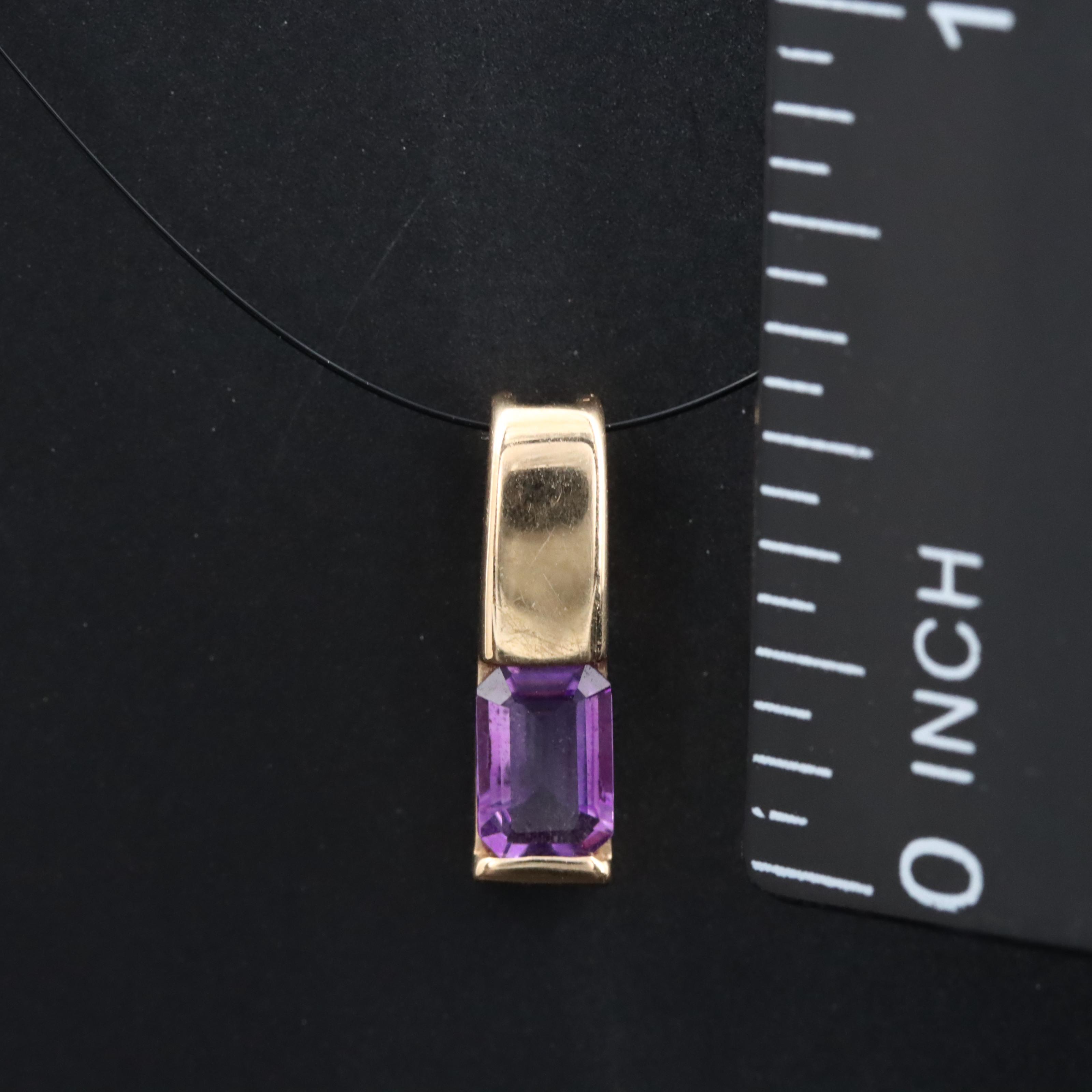 14K Amethyst Solitaire Pendant