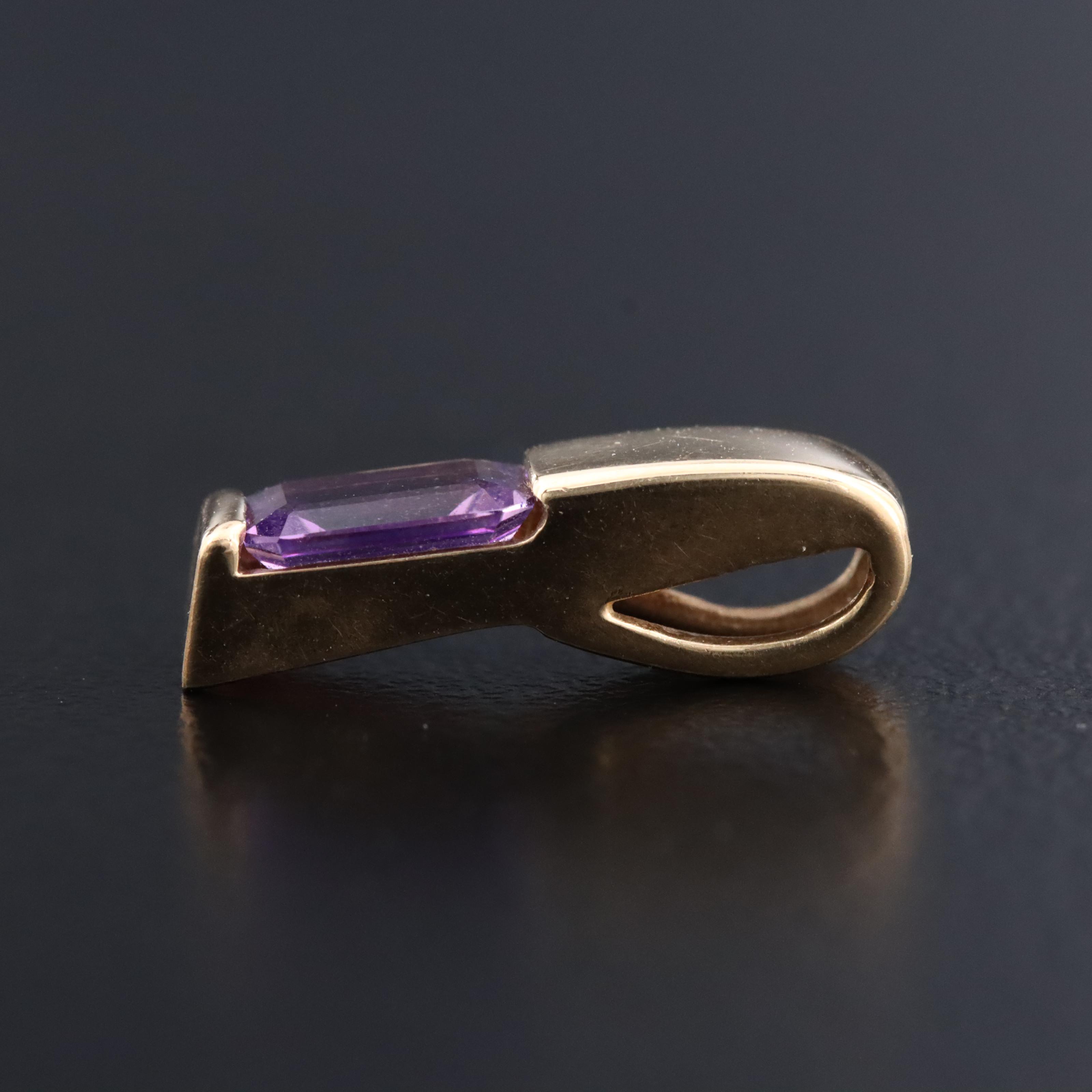 14K Amethyst Solitaire Pendant