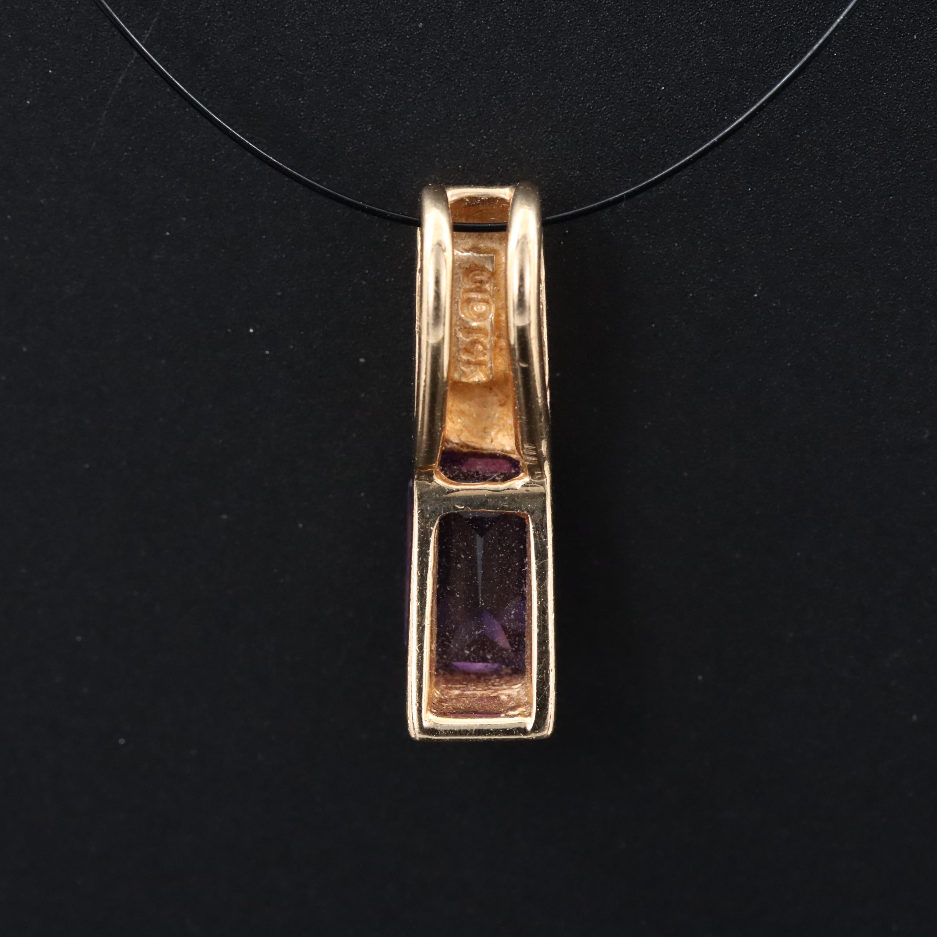14K Amethyst Solitaire Pendant
