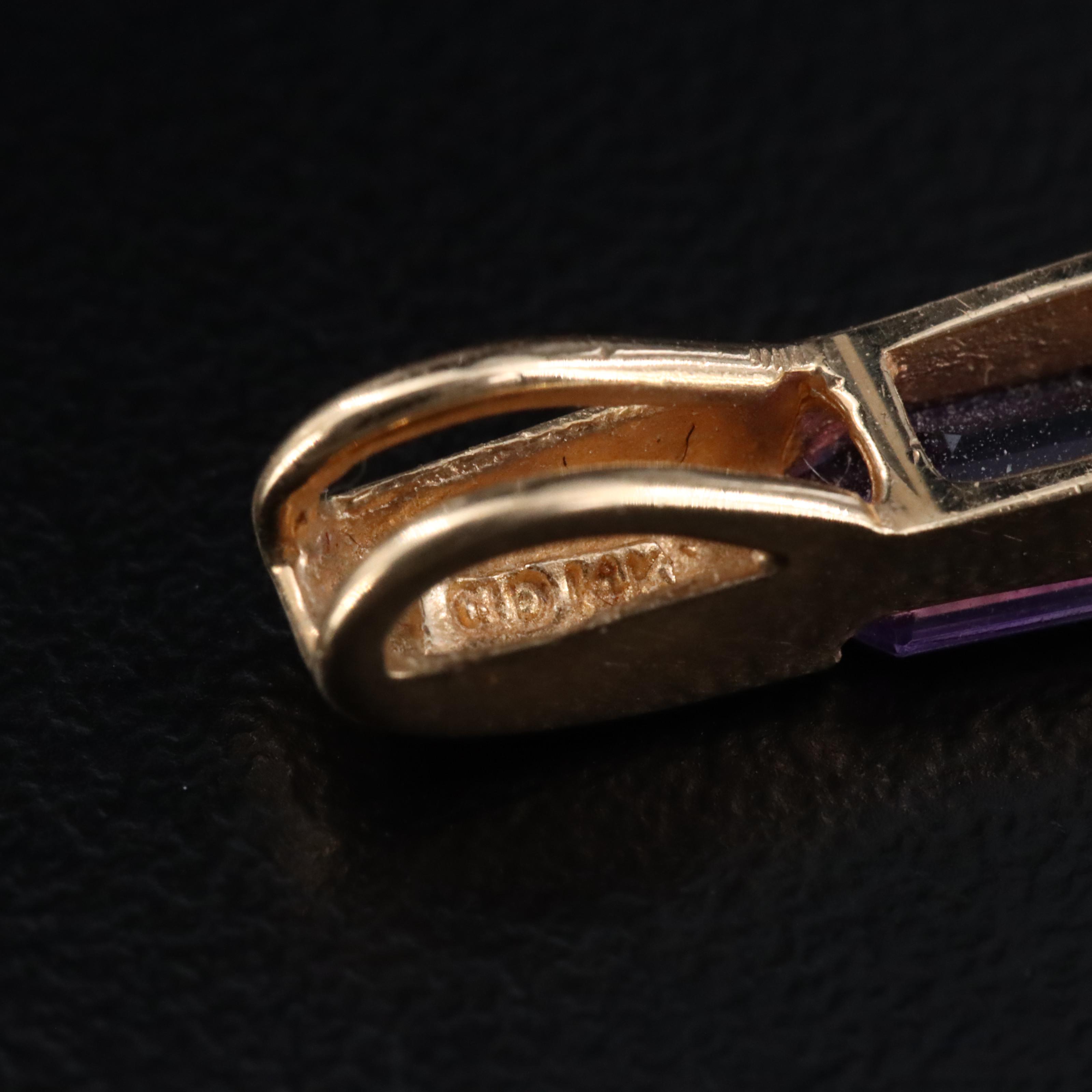 14K Amethyst Solitaire Pendant