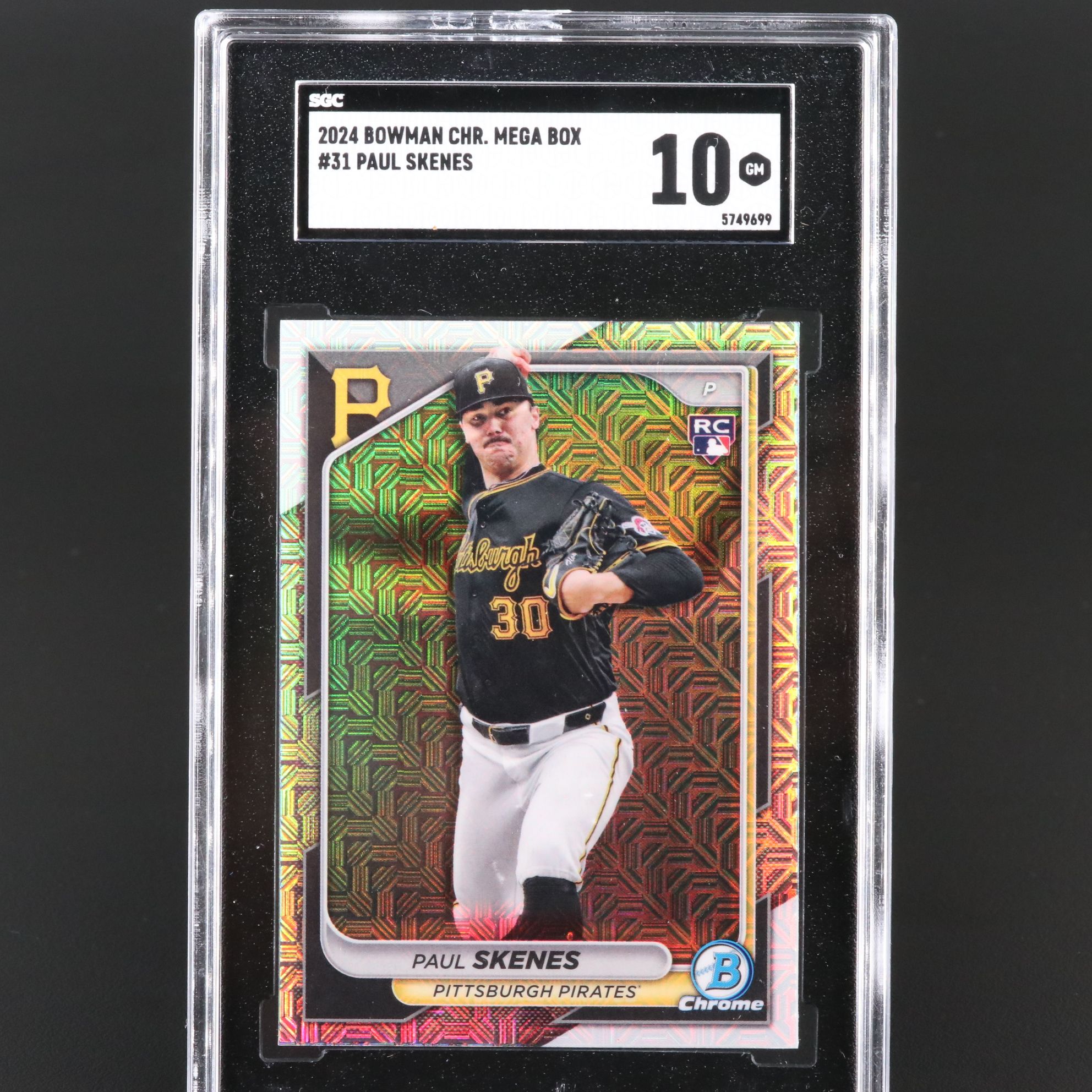 2024 Bowman Chrome Paul Skenes Mega Box Refractor Rookie Card Graded SGC 10