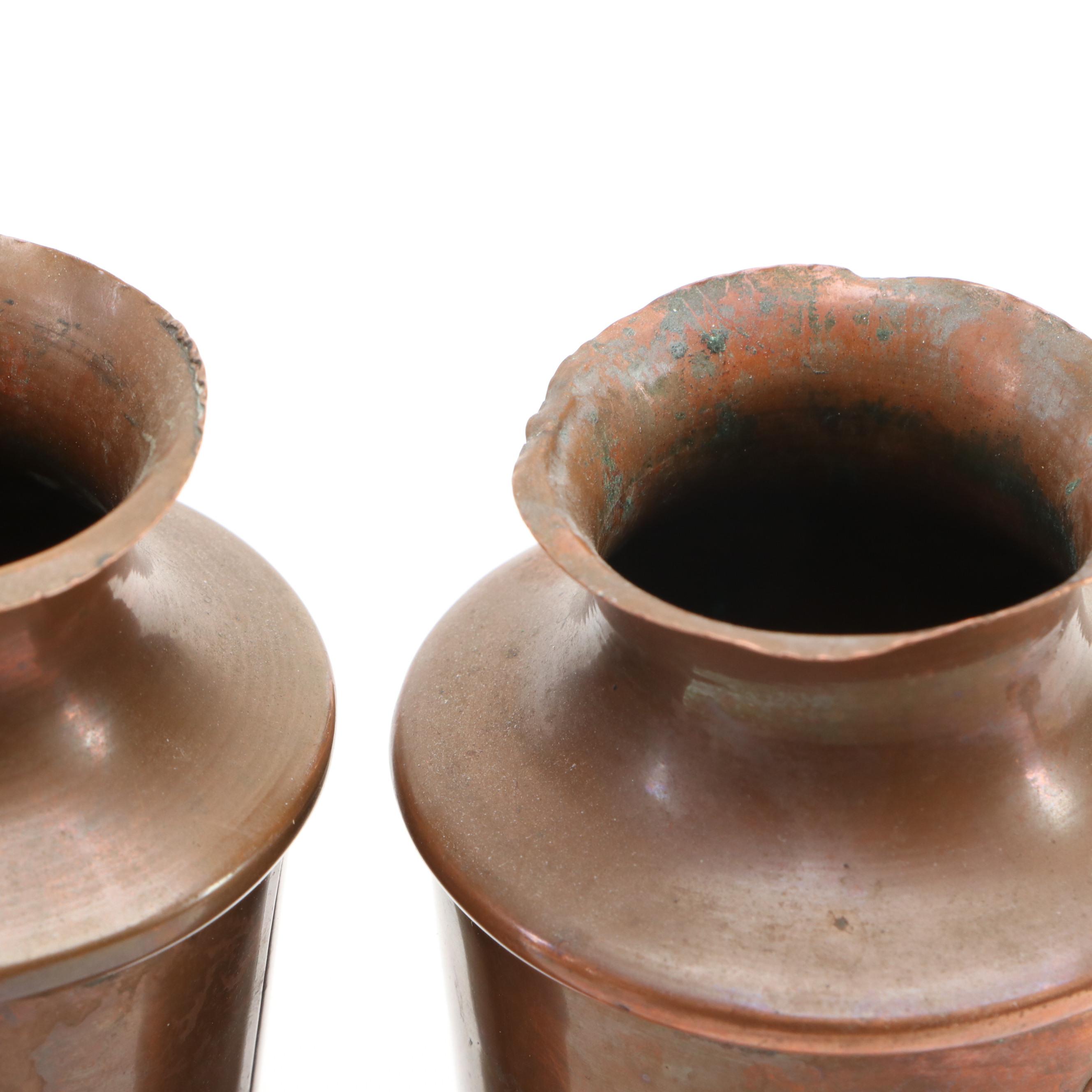 Arts and Crafts Copper Vases and Candlesticks with Other Home Décor