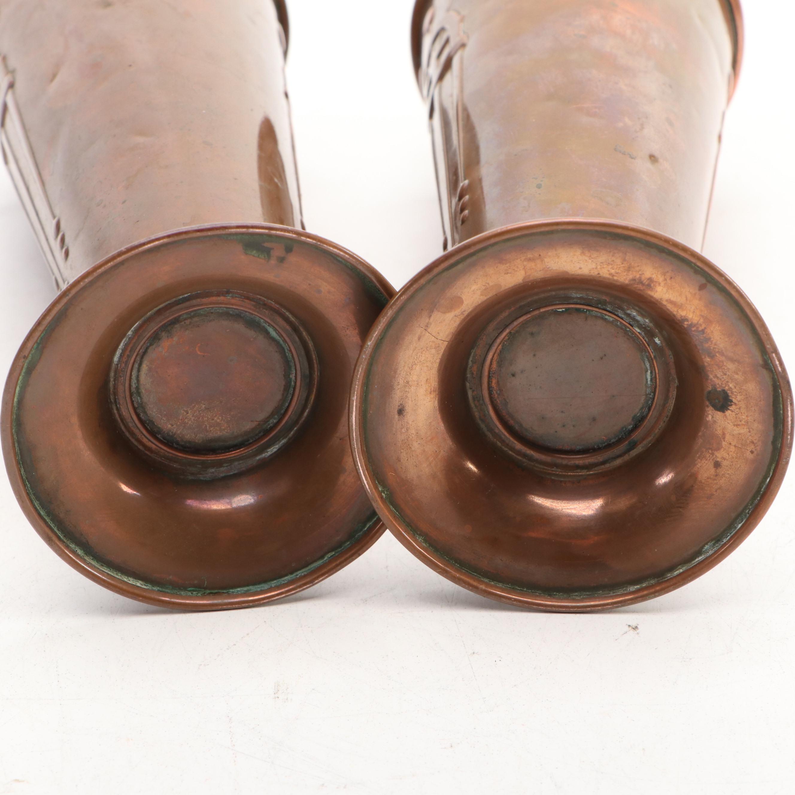 Arts and Crafts Copper Vases and Candlesticks with Other Home Décor