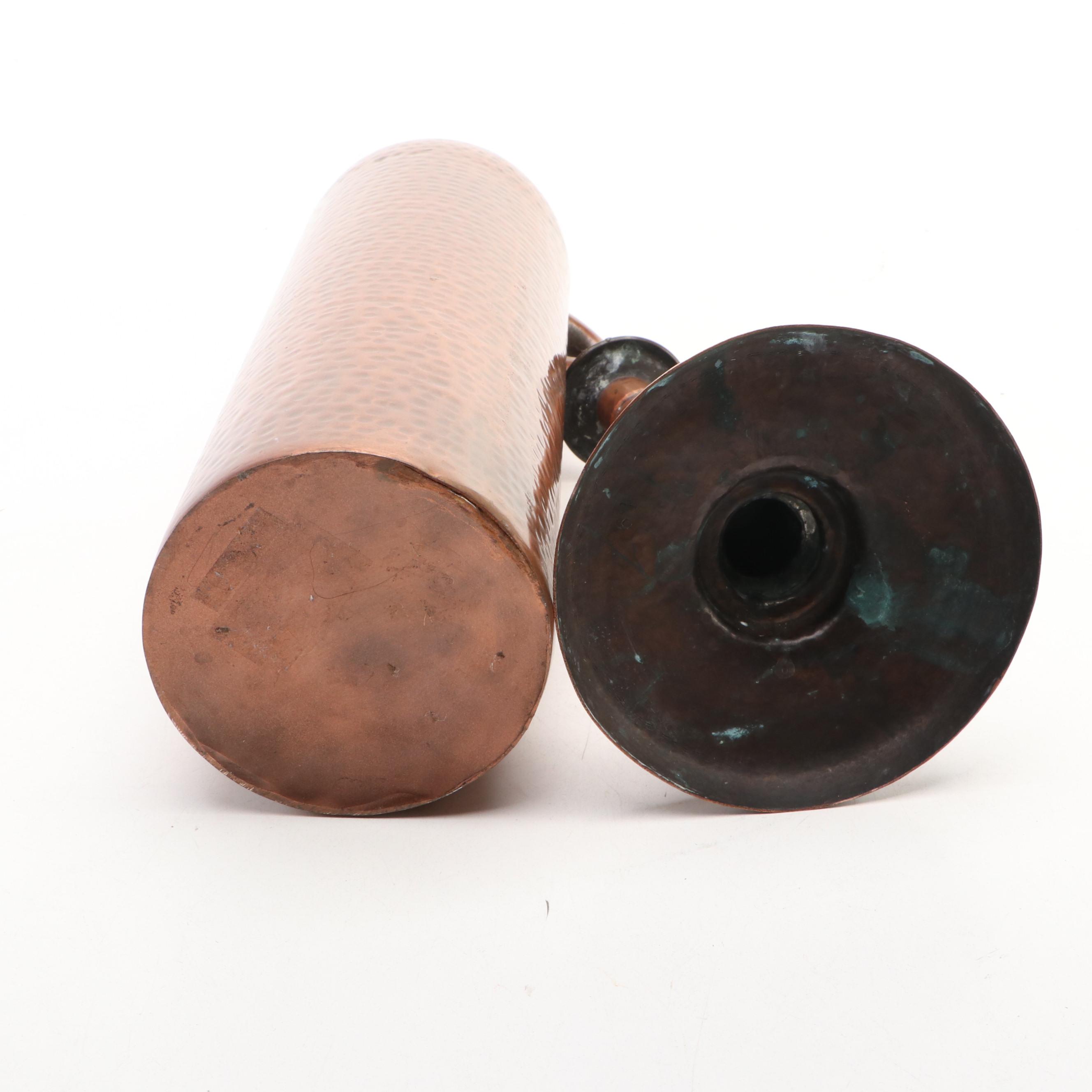 Arts and Crafts Copper Vases and Candlesticks with Other Home Décor