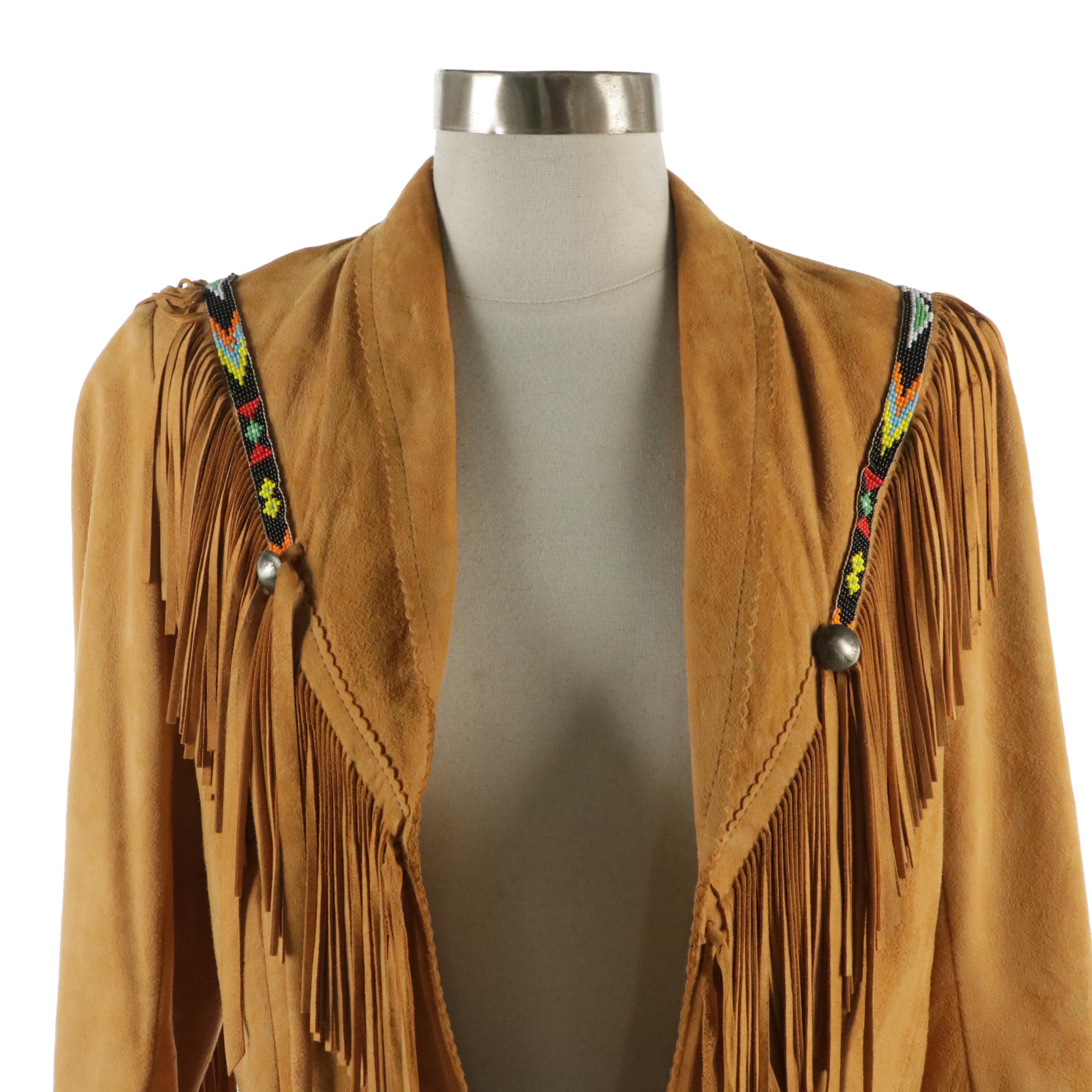 Char & Sher Designs of Santa Fe, New Mexico Beaded and Fringe Hide Jacket