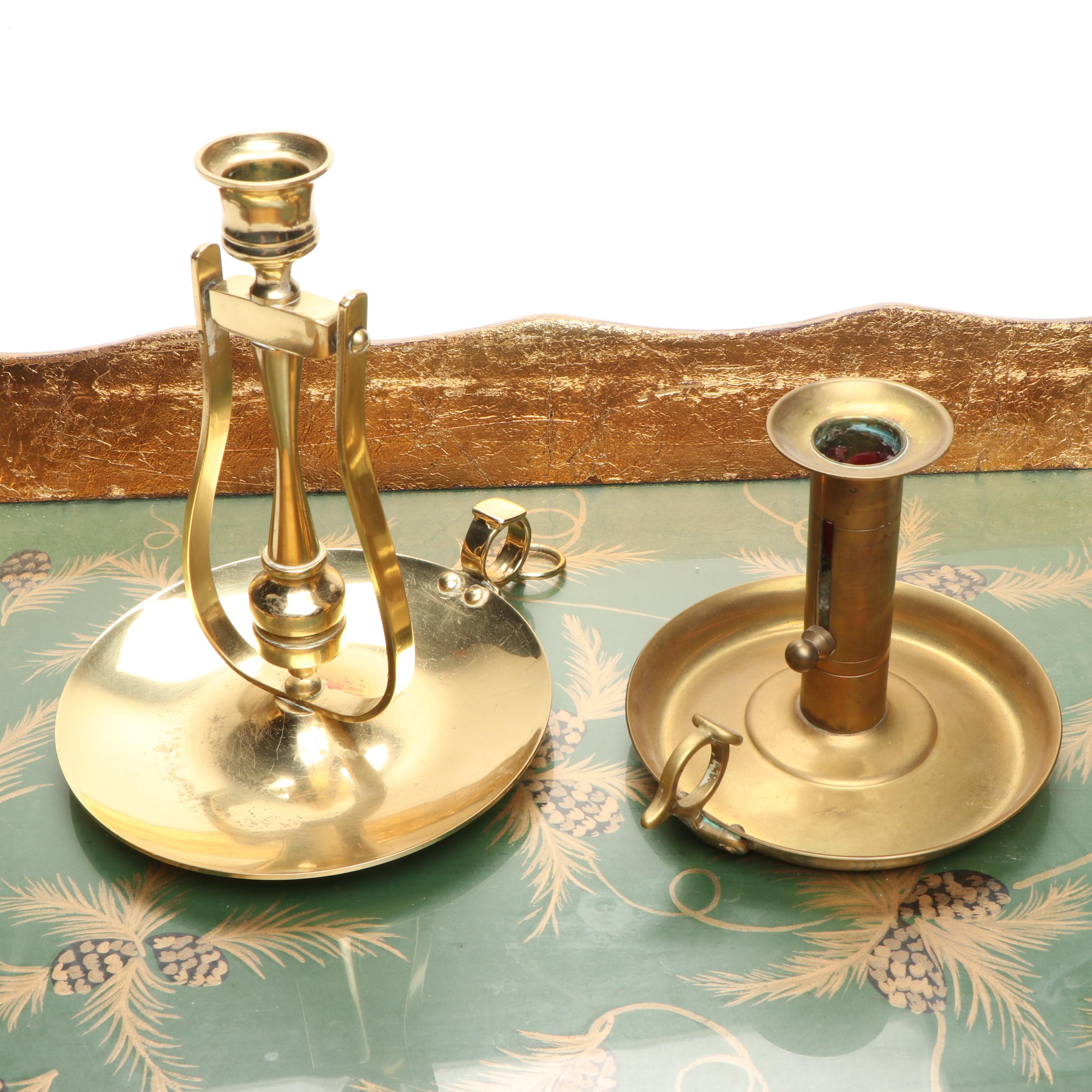 Georgian Style Urn Shaped Shaker with Wooden Tray and Other Brass Decor