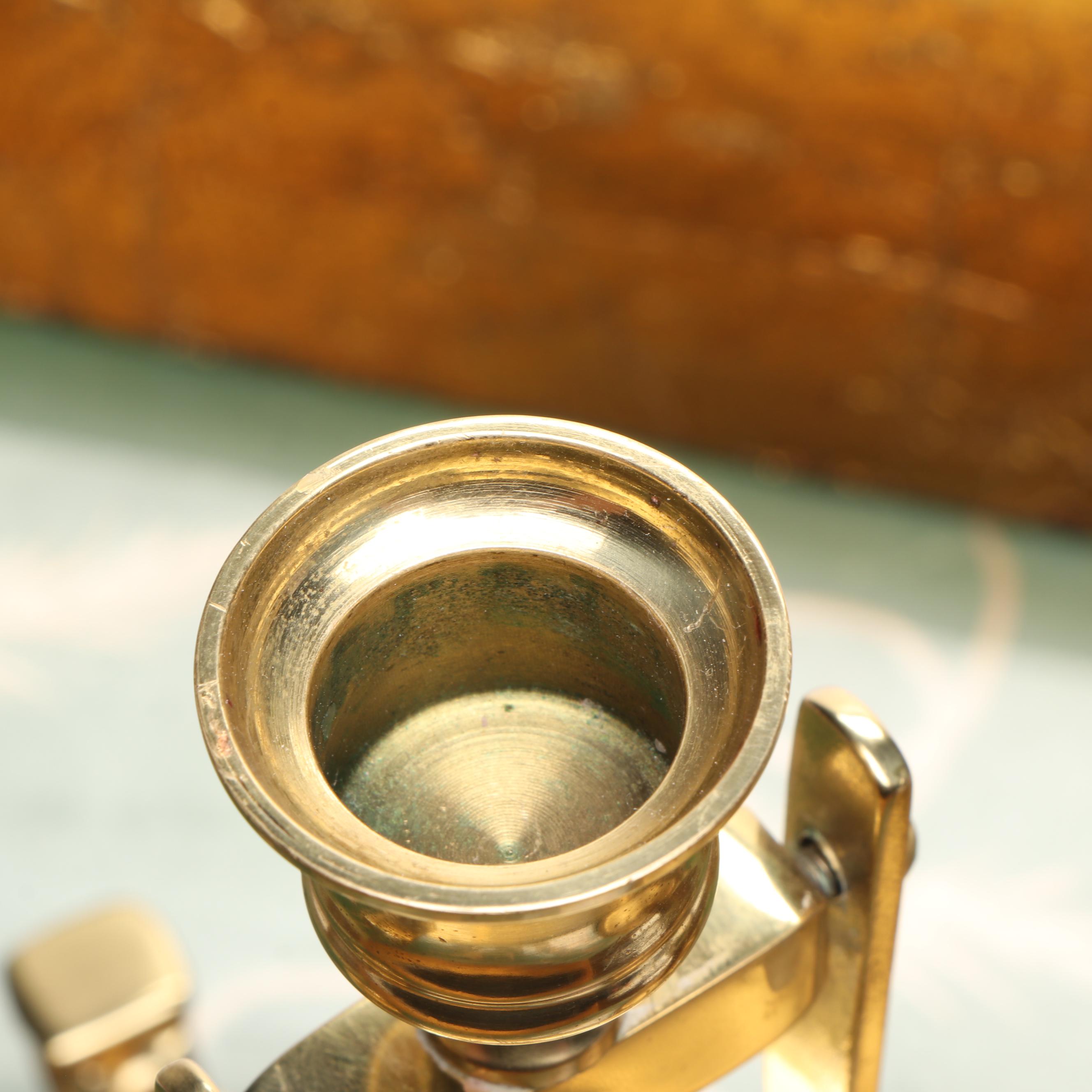 Georgian Style Urn Shaped Shaker with Wooden Tray and Other Brass Decor