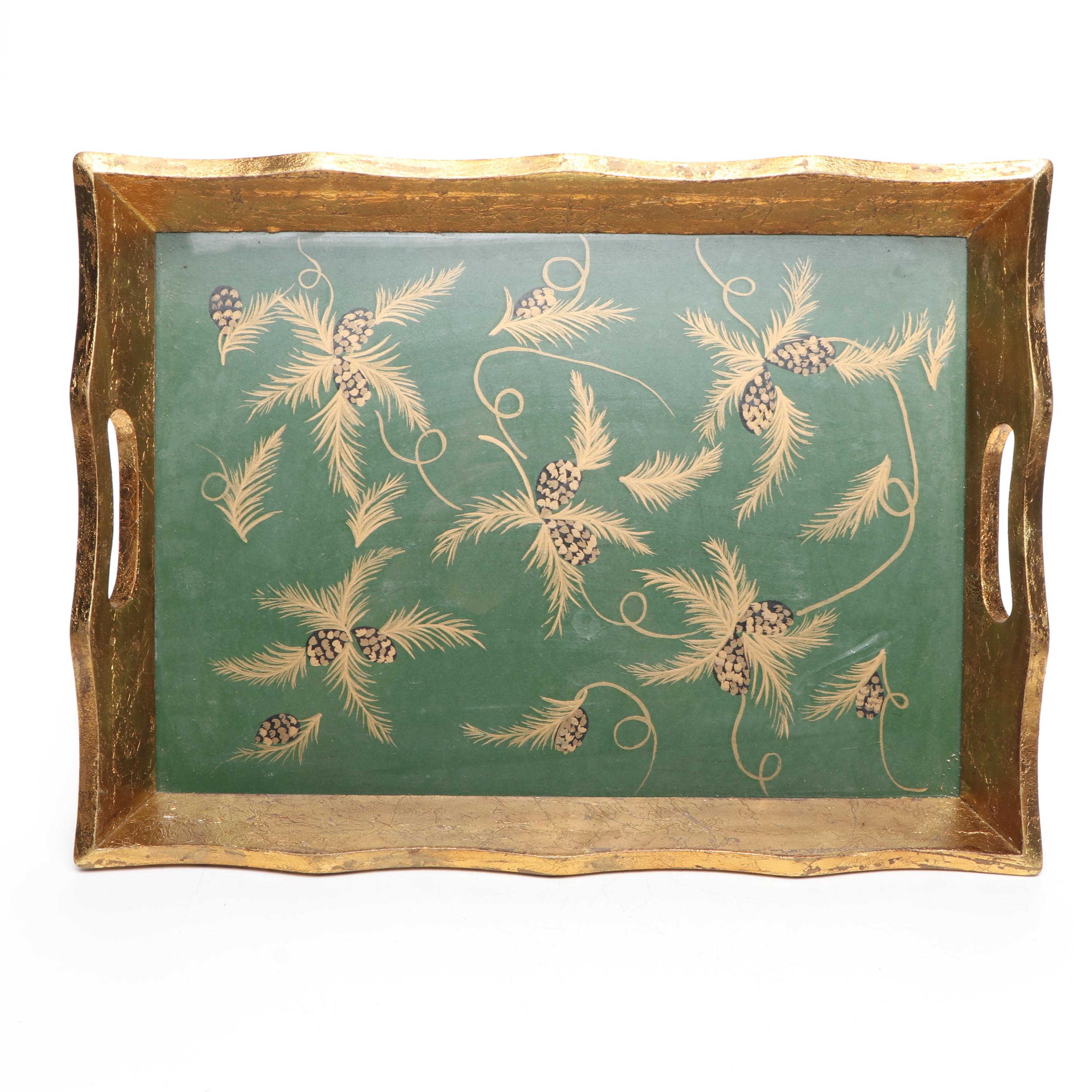 Georgian Style Urn Shaped Shaker with Wooden Tray and Other Brass Decor