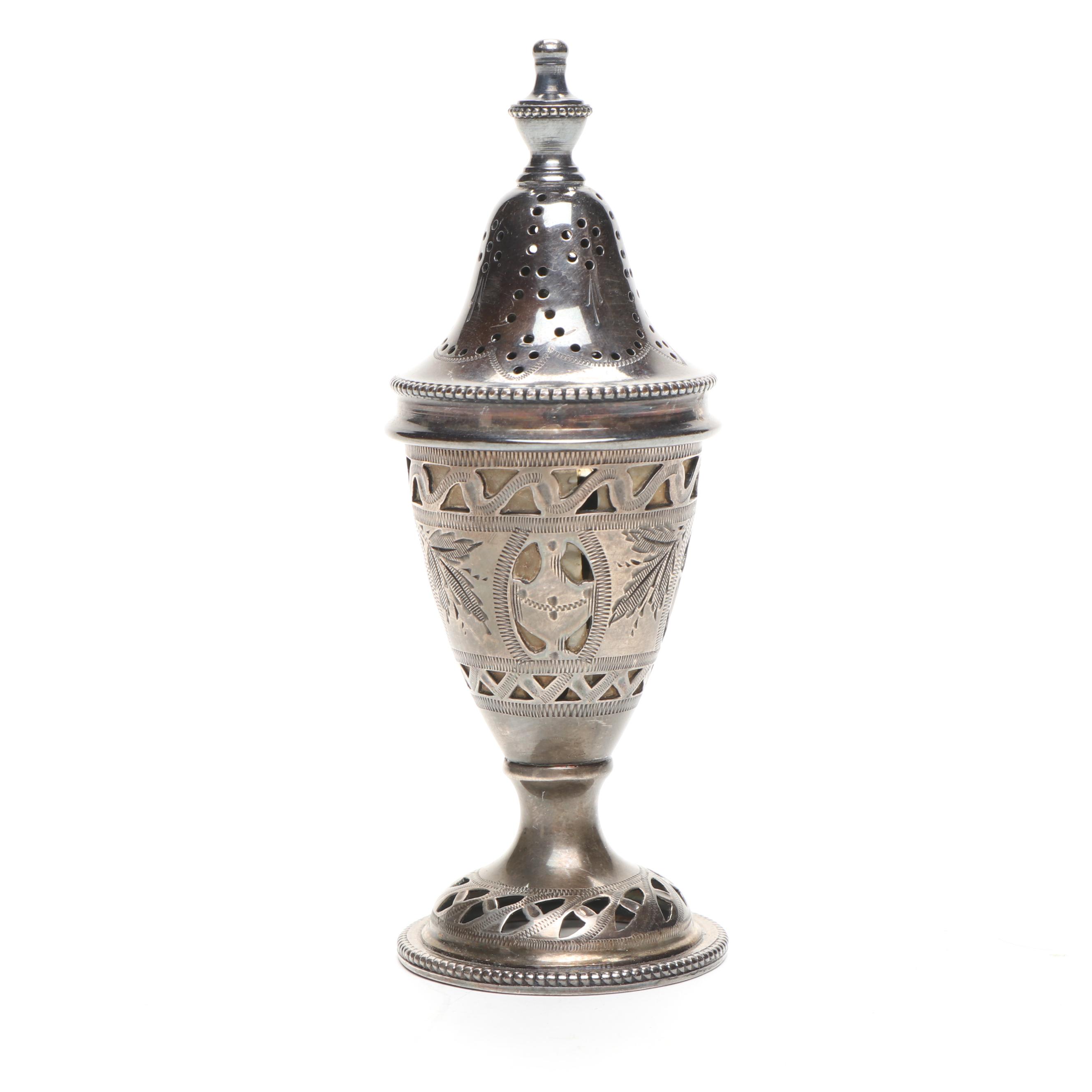 Georgian Style Urn Shaped Shaker with Wooden Tray and Other Brass Decor