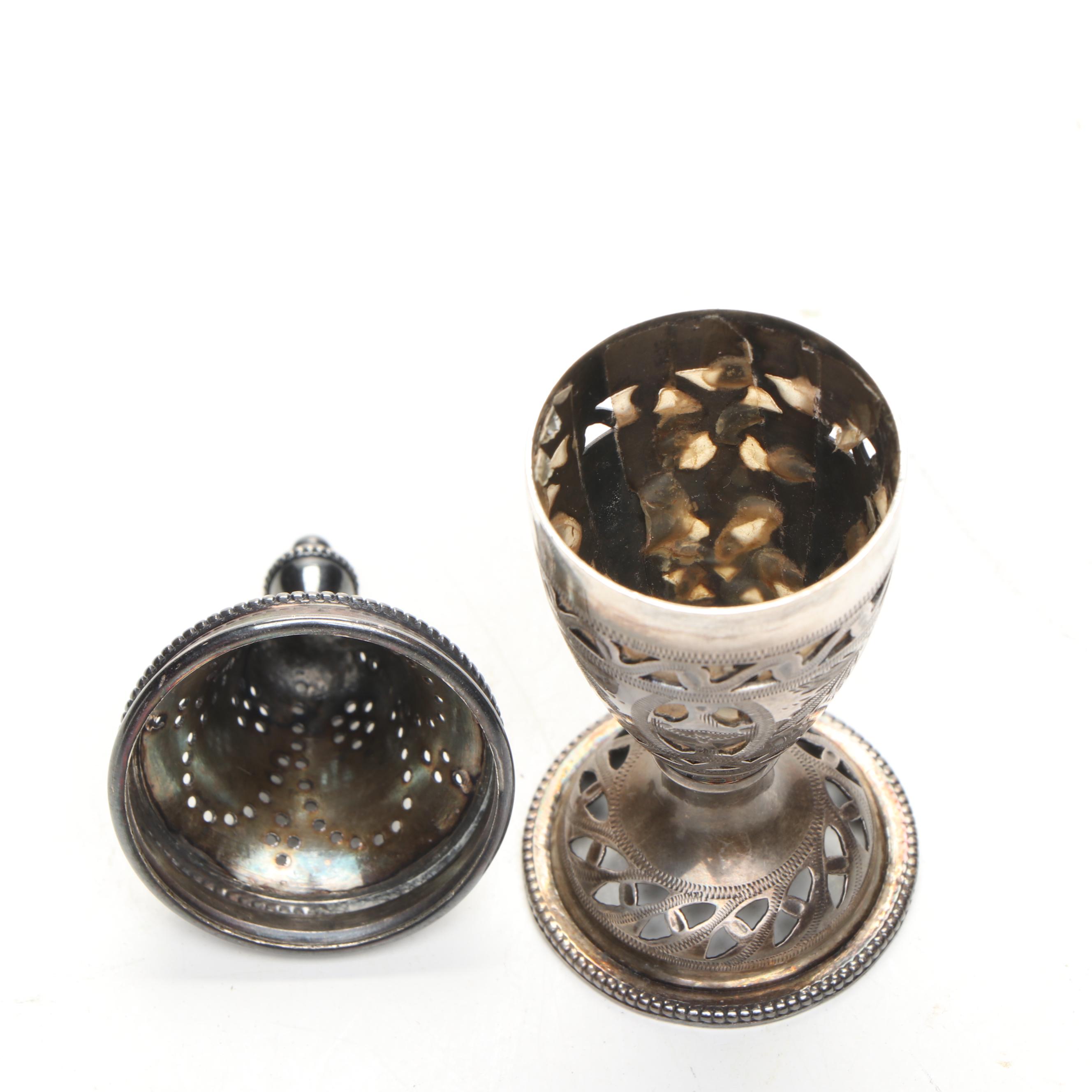 Georgian Style Urn Shaped Shaker with Wooden Tray and Other Brass Decor