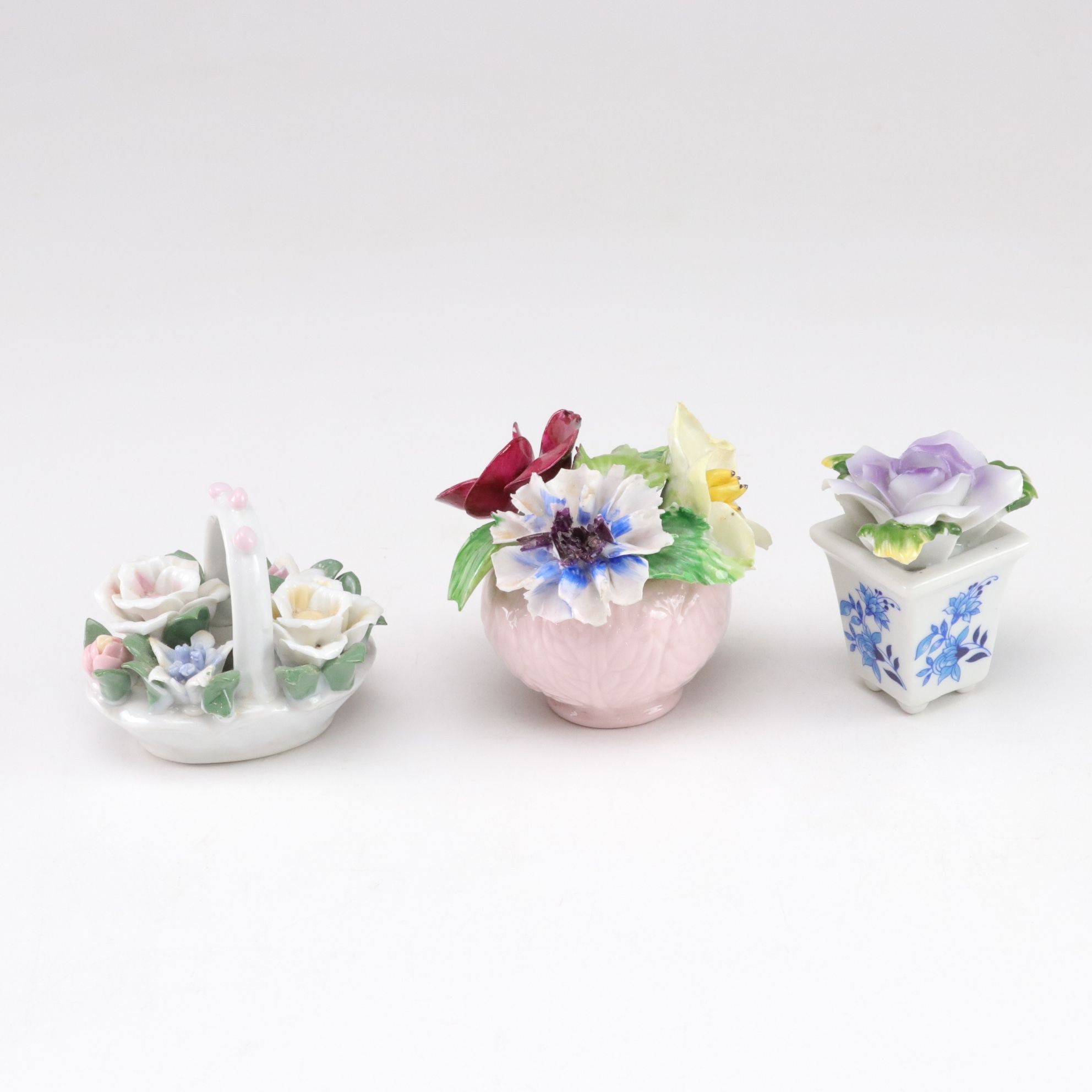 English Staffordshire in Collection of Bone China Rose and Swan Figurines