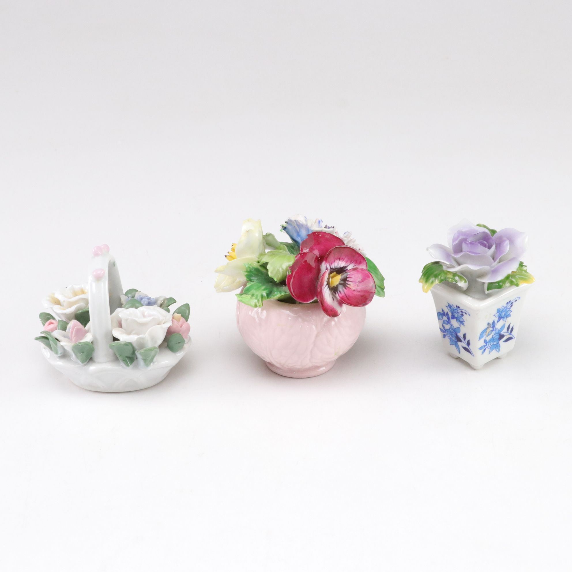English Staffordshire in Collection of Bone China Rose and Swan Figurines