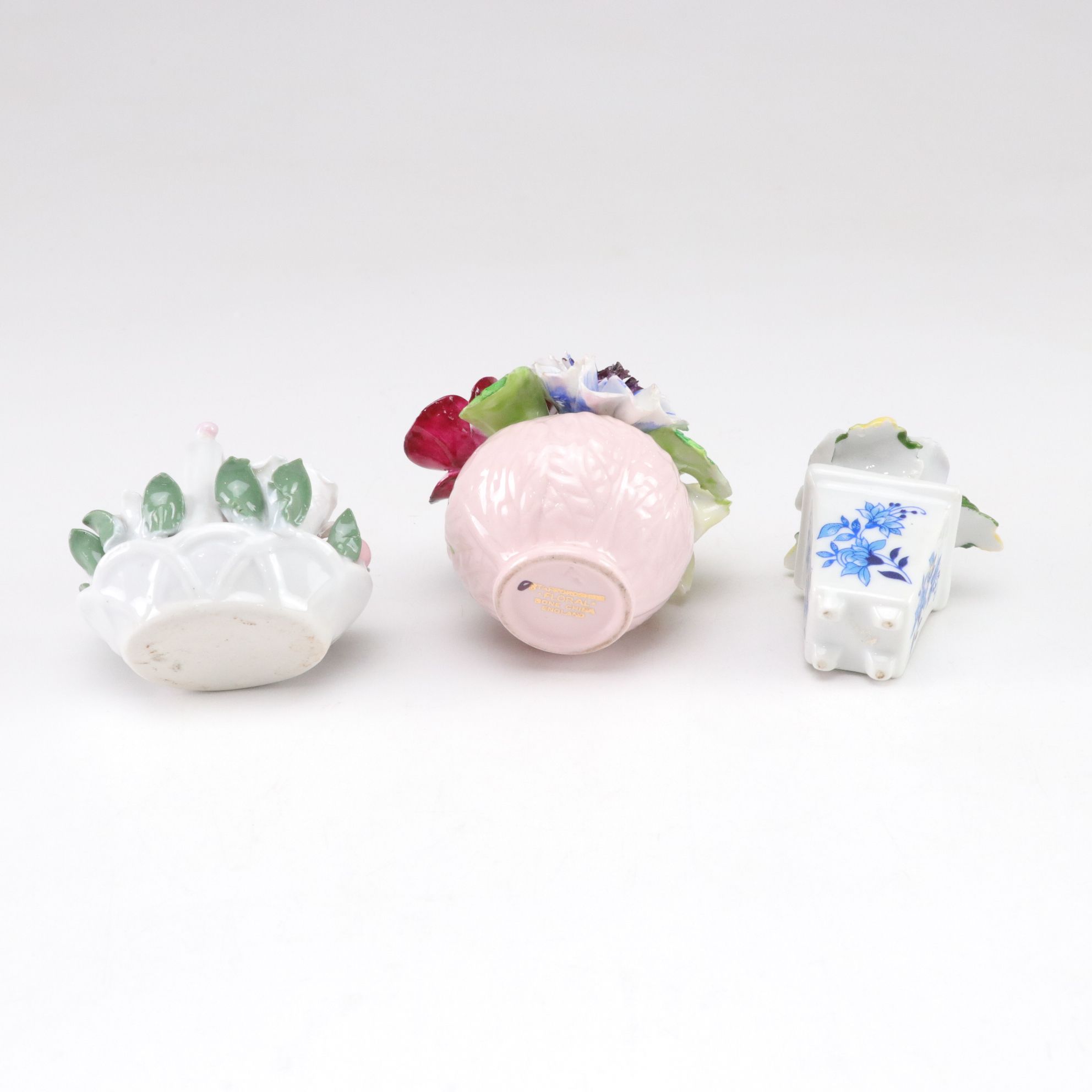 English Staffordshire in Collection of Bone China Rose and Swan Figurines