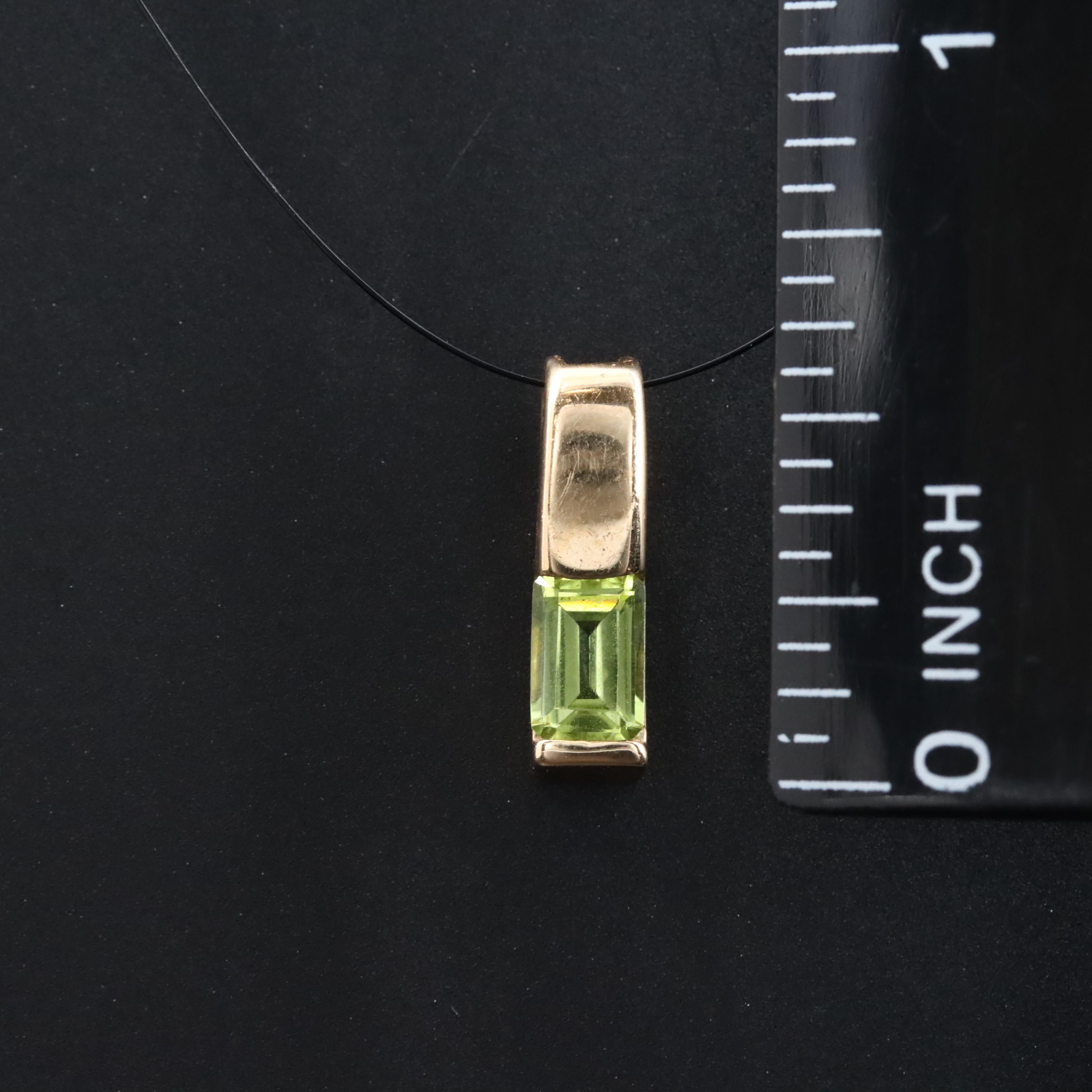 14K Peridot Solitaire Pendant