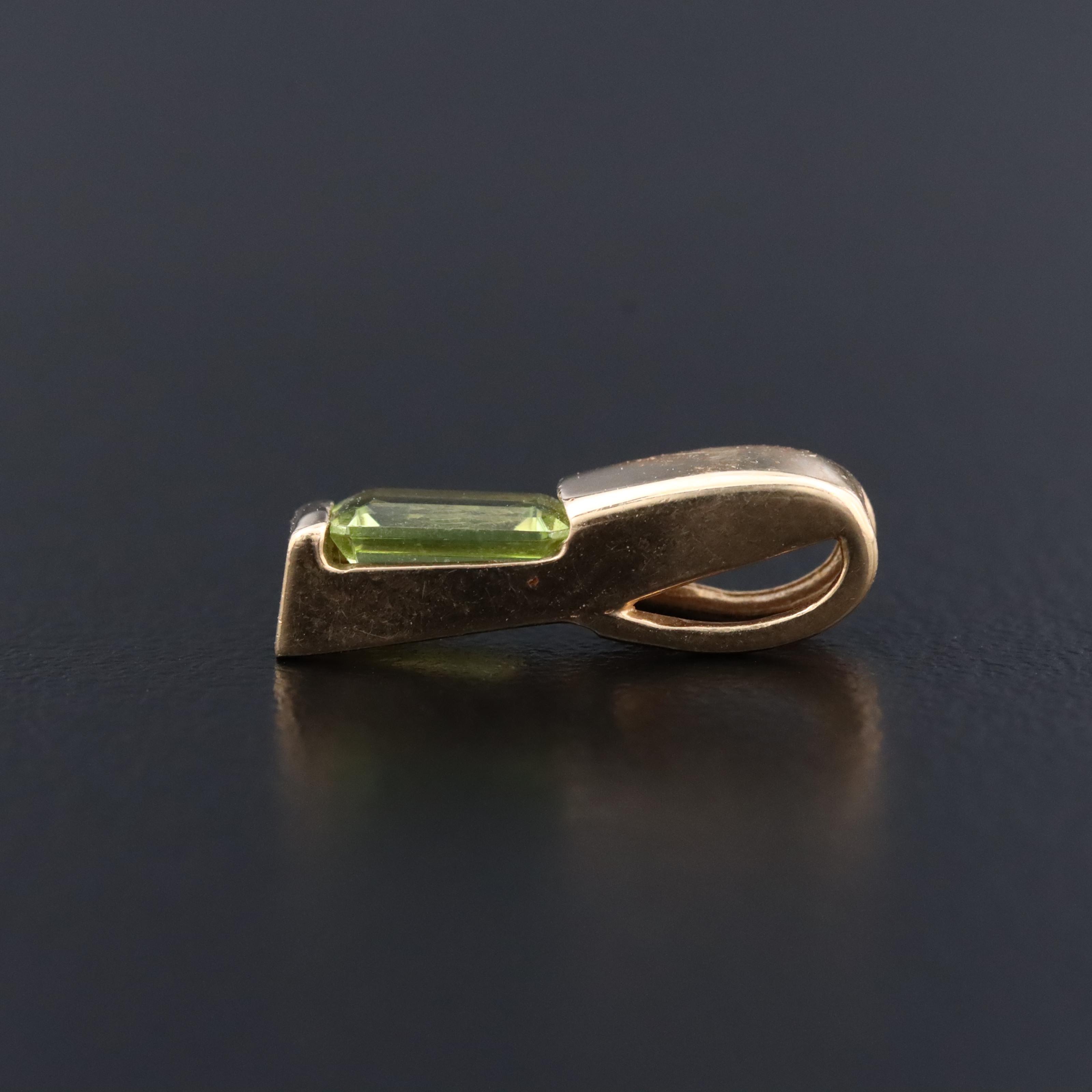 14K Peridot Solitaire Pendant