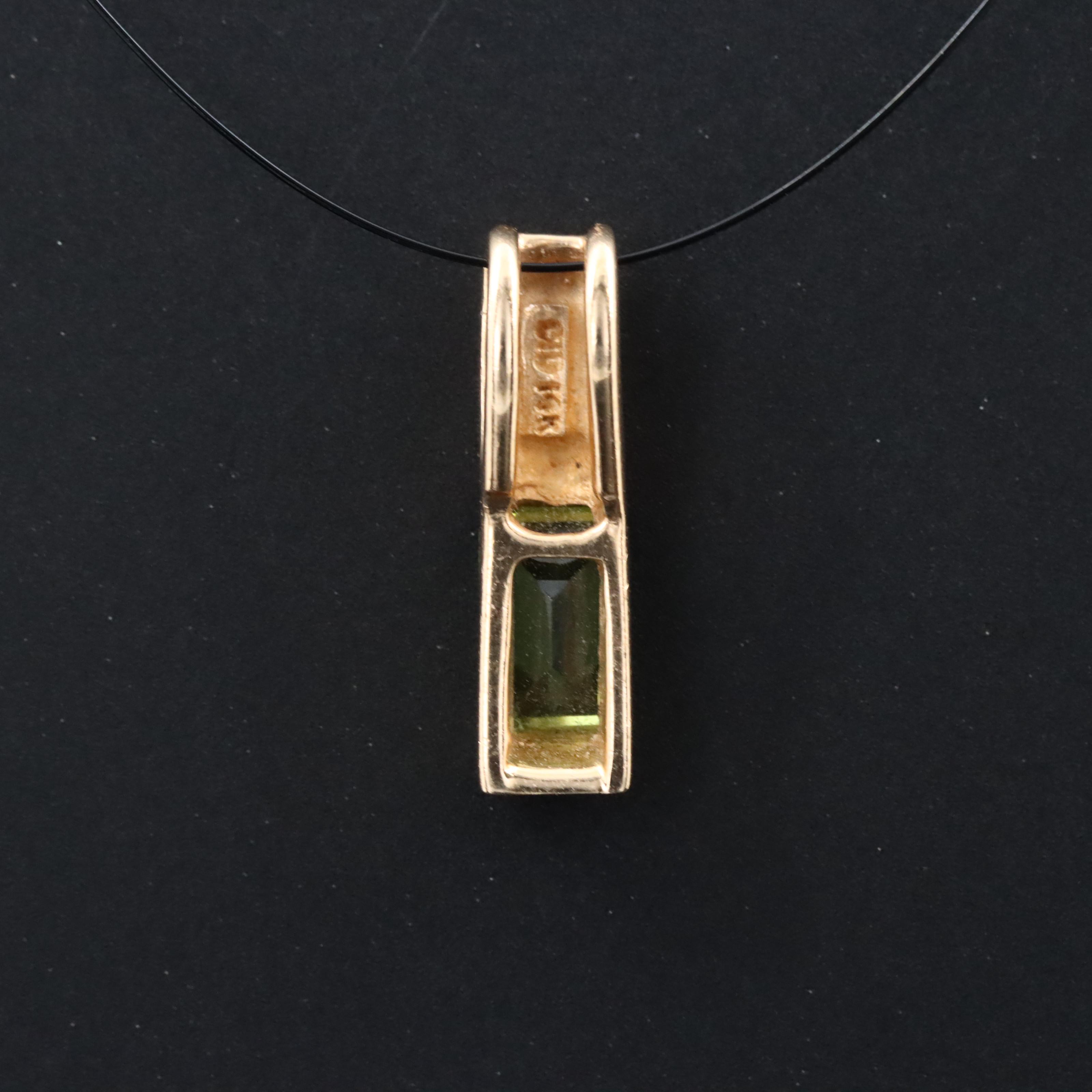 14K Peridot Solitaire Pendant