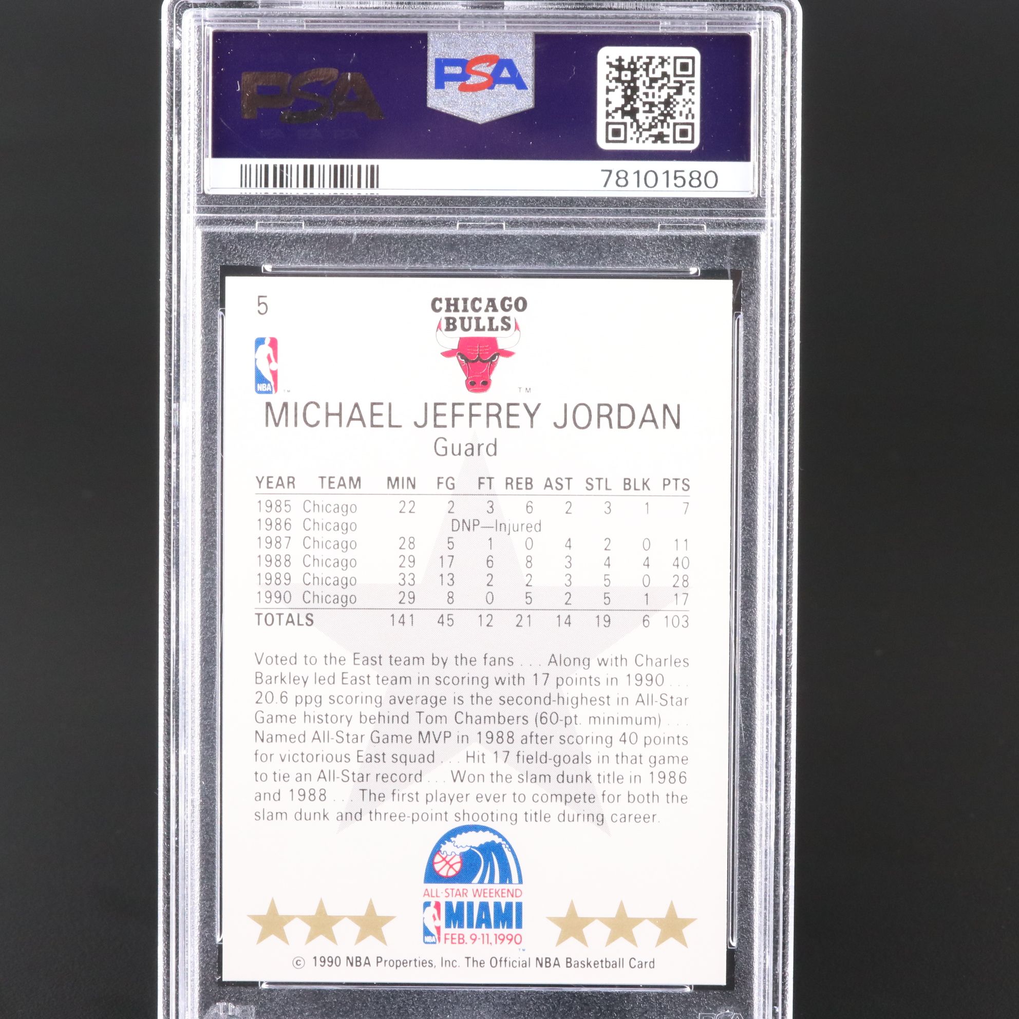 1990 NBA Hoops Michael Jordan All-Star Basketball Card Graded PSA 9
