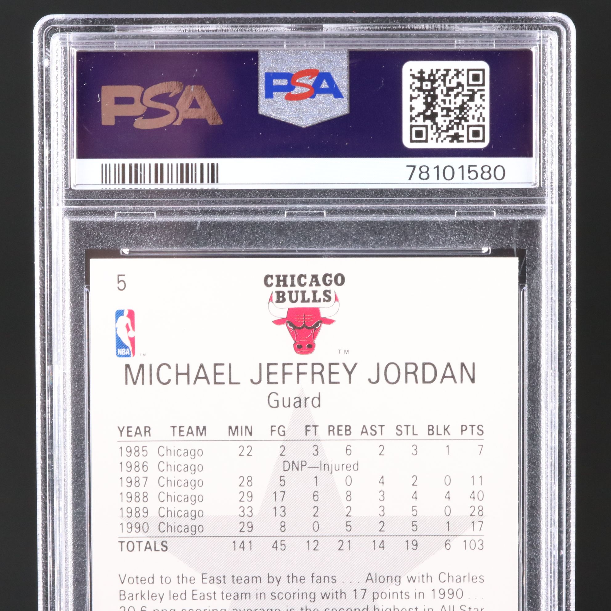 1990 NBA Hoops Michael Jordan All-Star Basketball Card Graded PSA 9