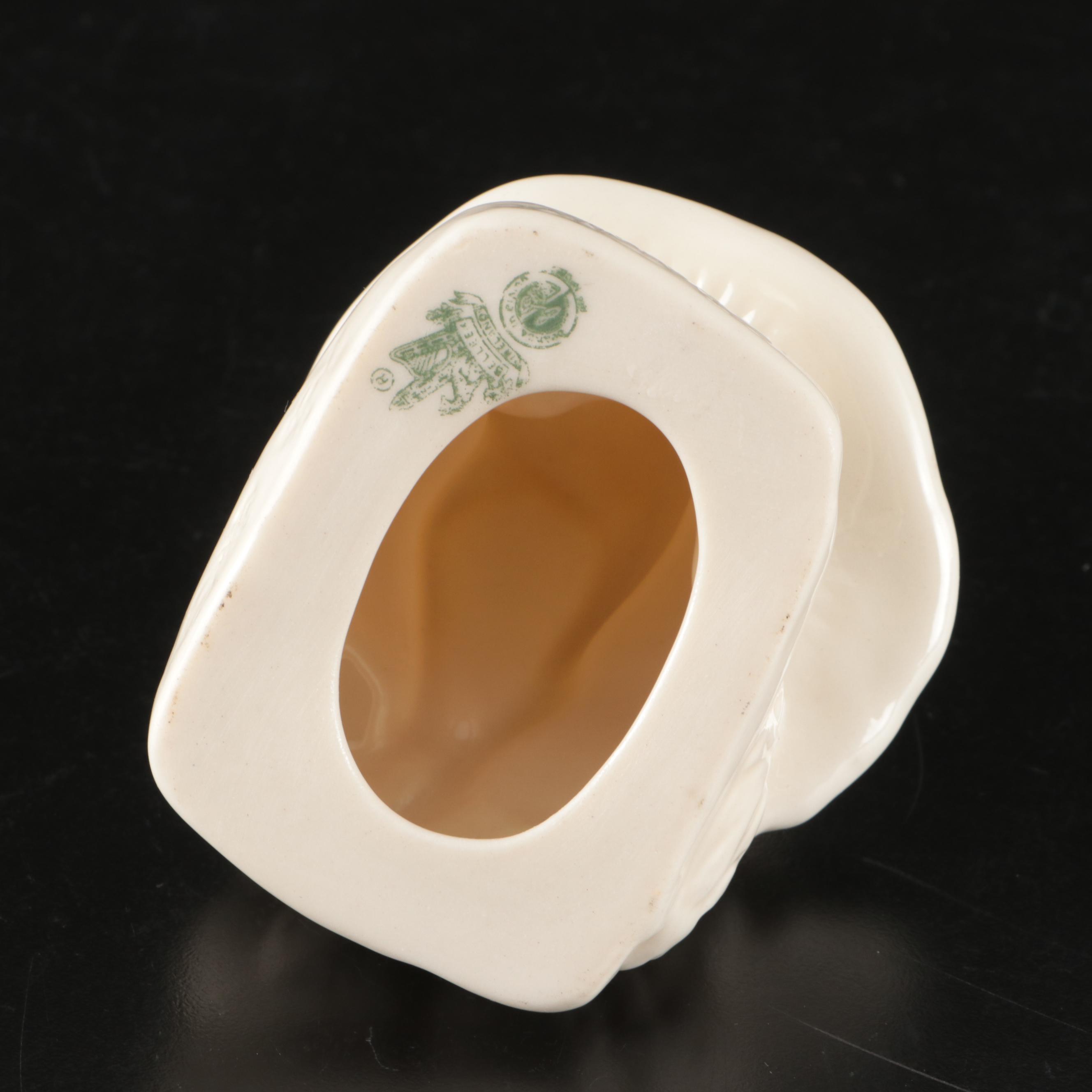 Belleek Porcelain Figural Creamers, Bud Vase, Figurines, and Lidded Box