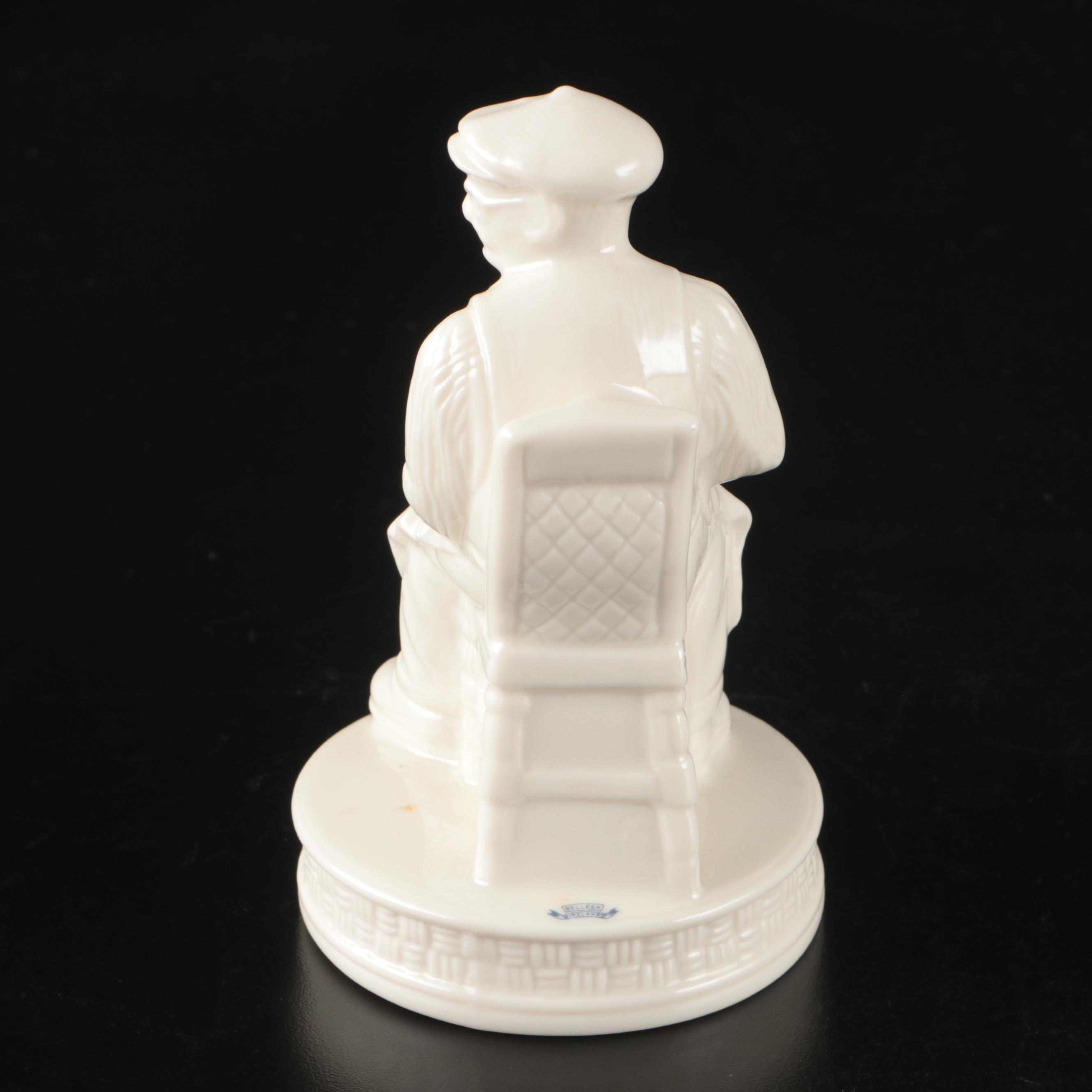 Belleek Porcelain Figural Creamers, Bud Vase, Figurines, and Lidded Box