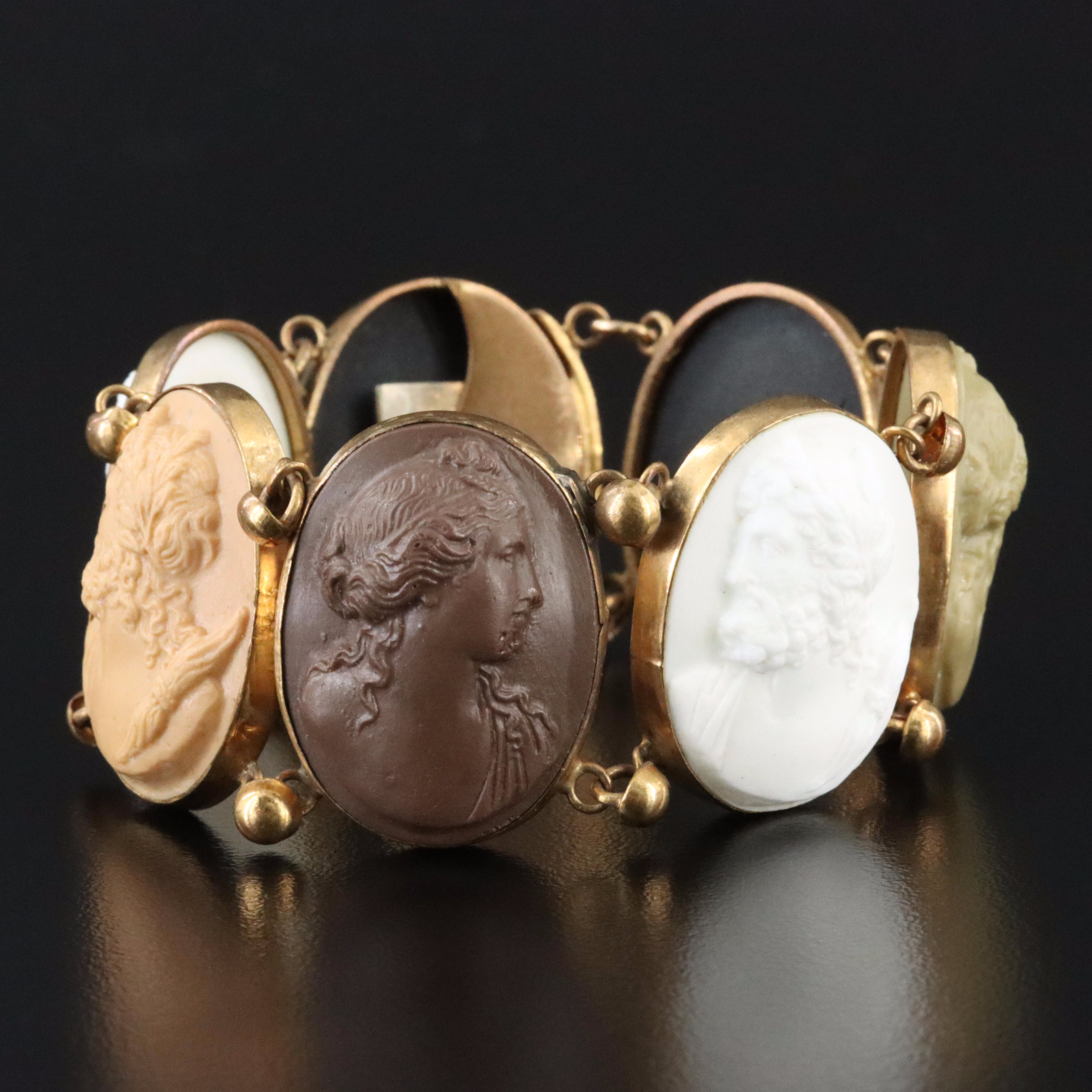 1940s Greco-Roman Revival Lava Cameo Bracelet