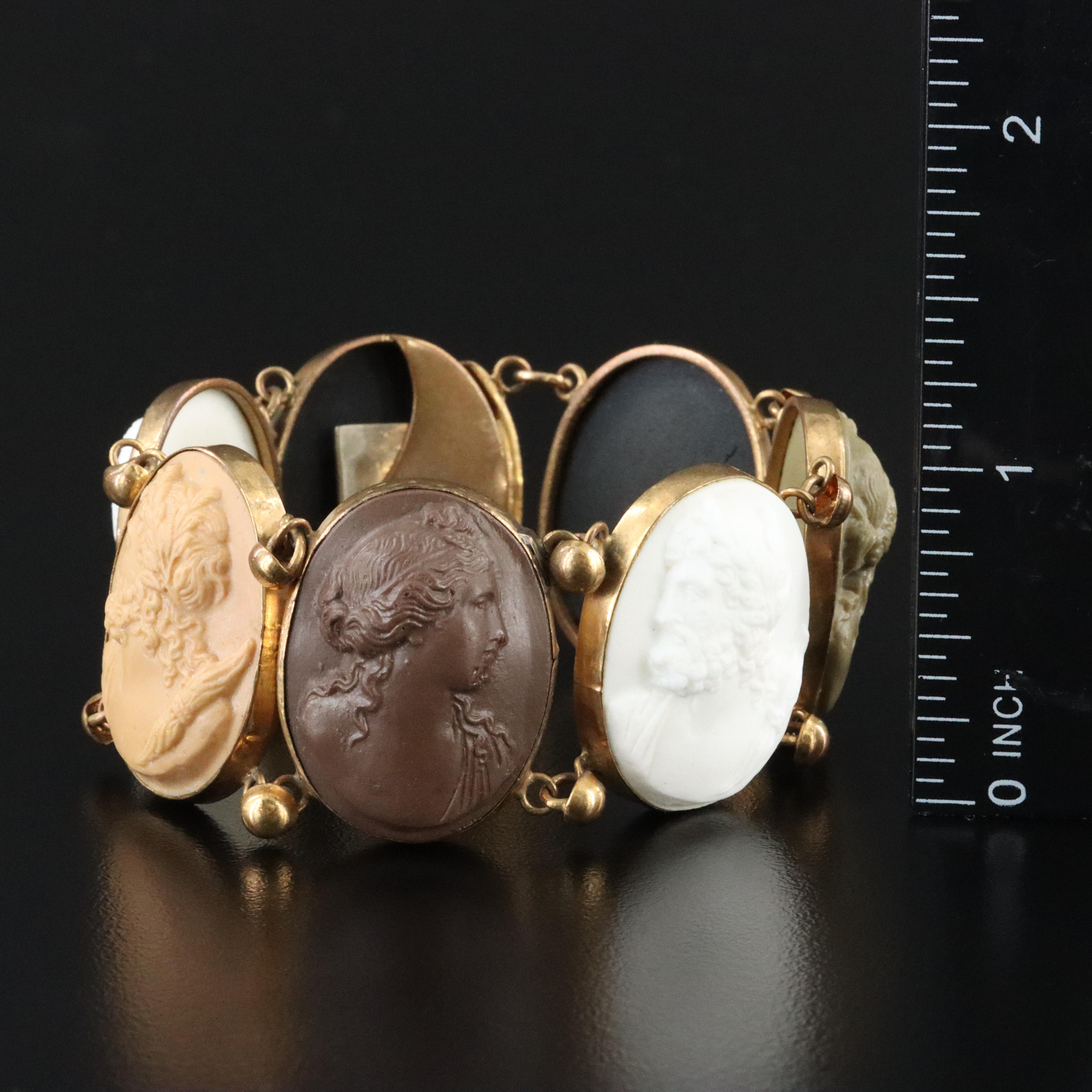 1940s Greco-Roman Revival Lava Cameo Bracelet