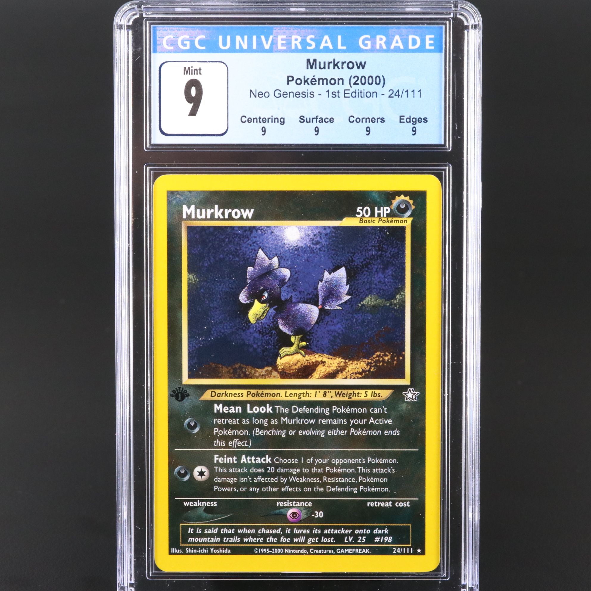 Neo Genesis Murkrow 1st Edition Pokémon Card Graded CGC 9