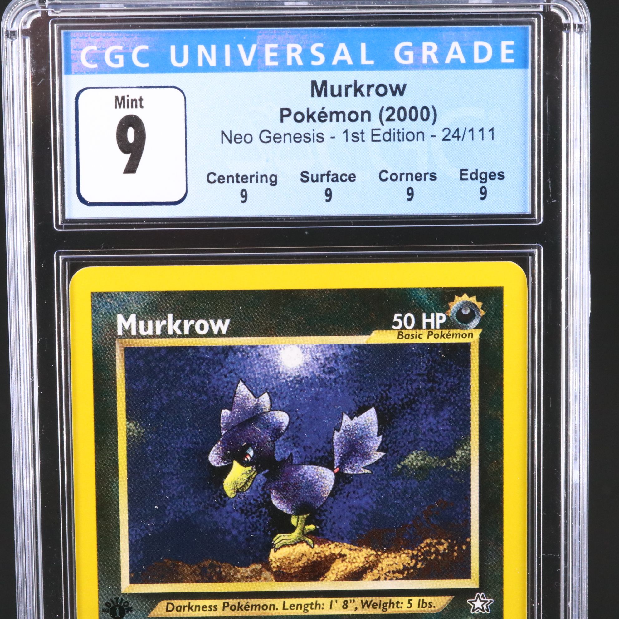 Neo Genesis Murkrow 1st Edition Pokémon Card Graded CGC 9