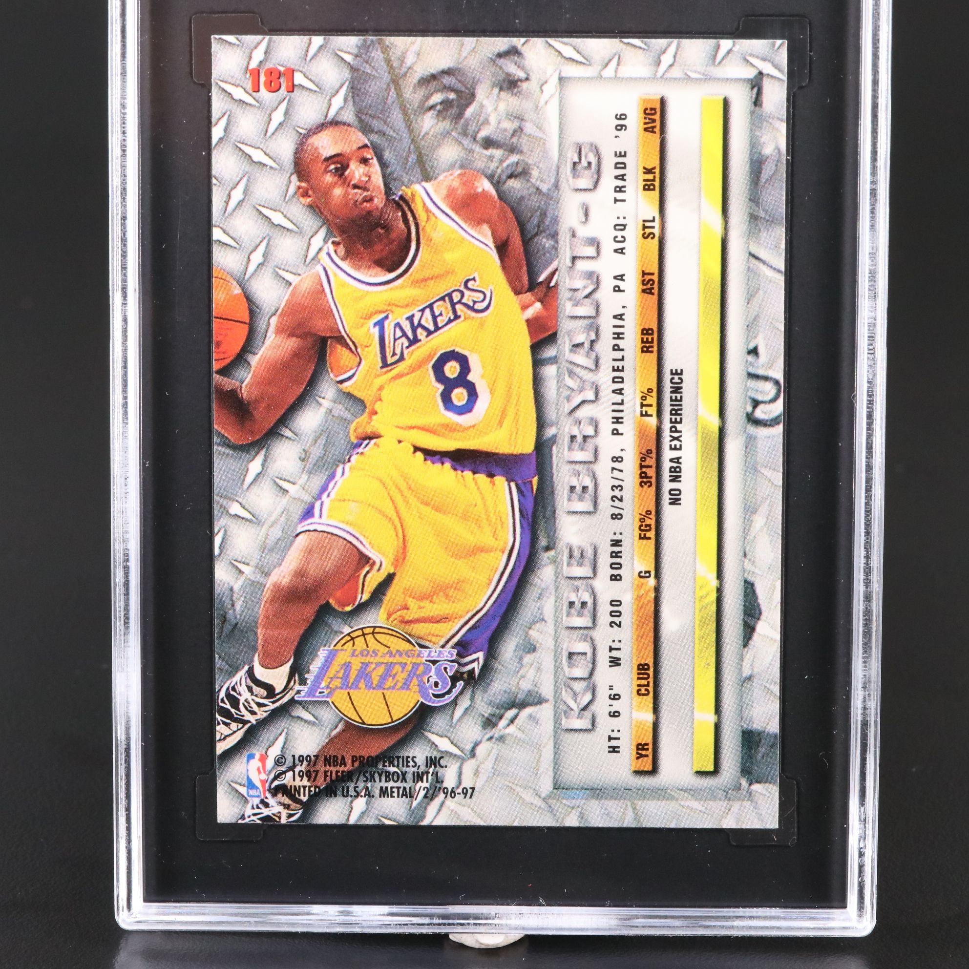 1996-97 Fleer Metal Kobe Bryant Los Angeles Lakers Rookie Card Graded SGC 9