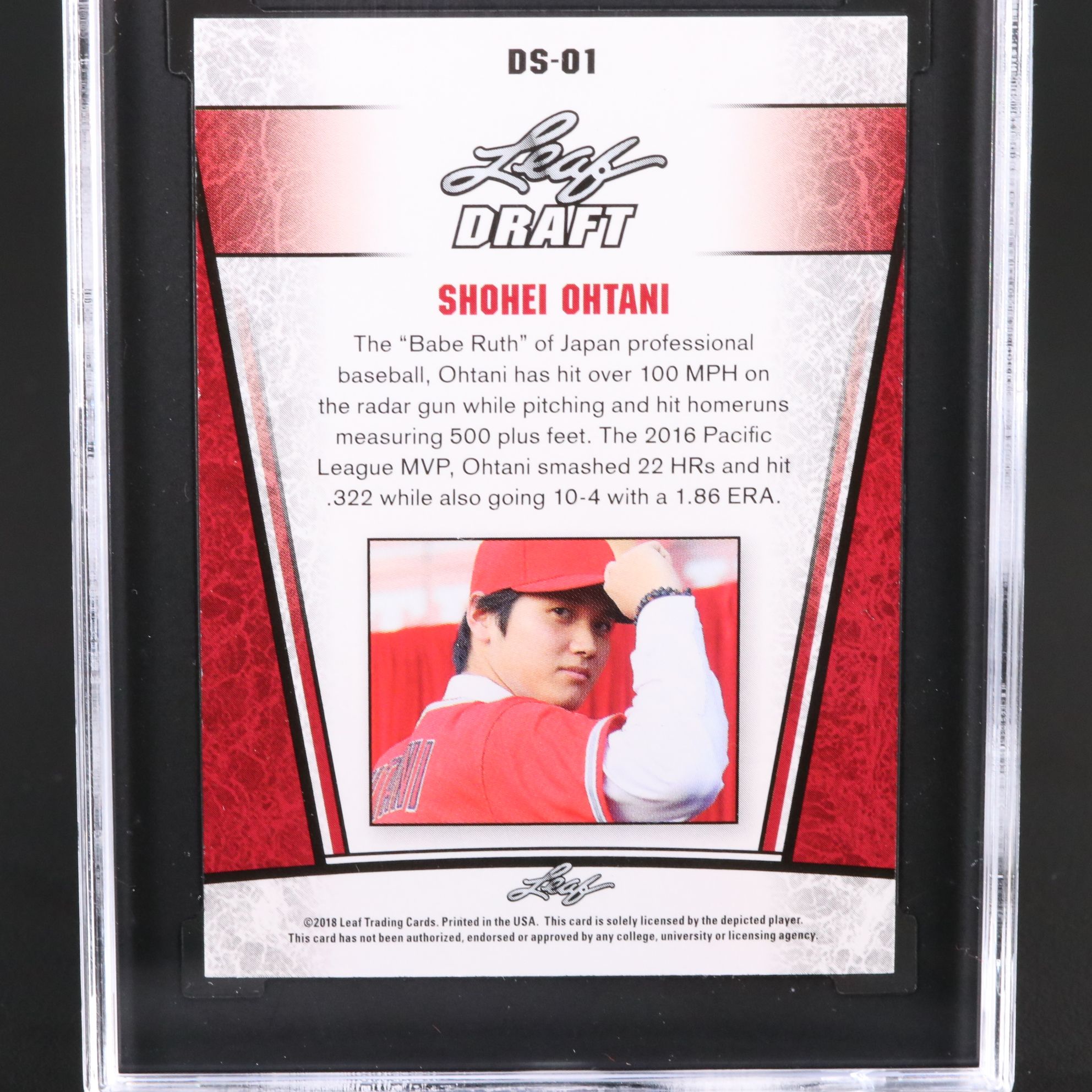 2018 Leaf Draft Shoehei Ohtani Rookie Year Silver Baseball Card Graded SGC 10