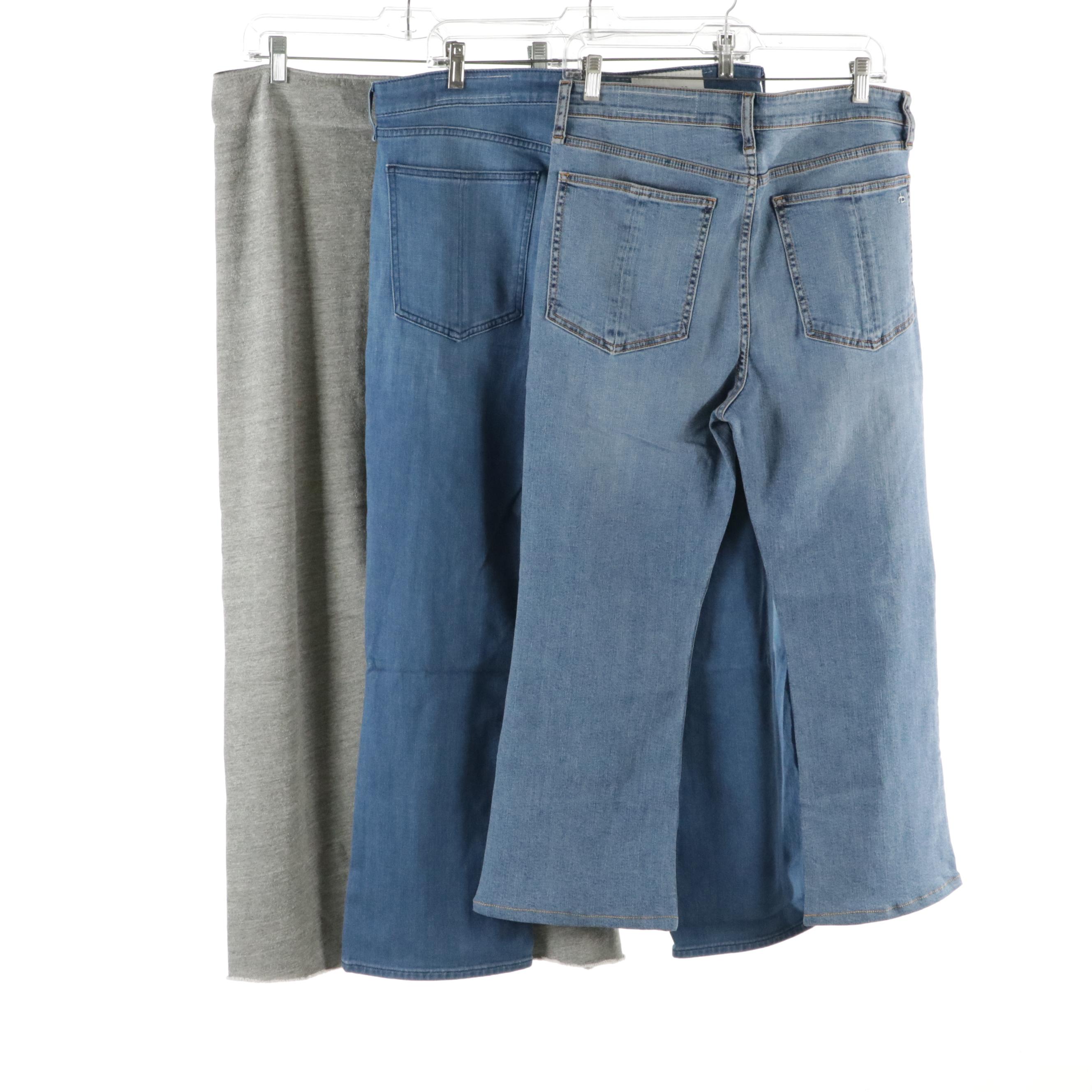 Nili Lotan Heather Grey Knit Sweatpants, Rag & Bone Denim Jeans, With Tags