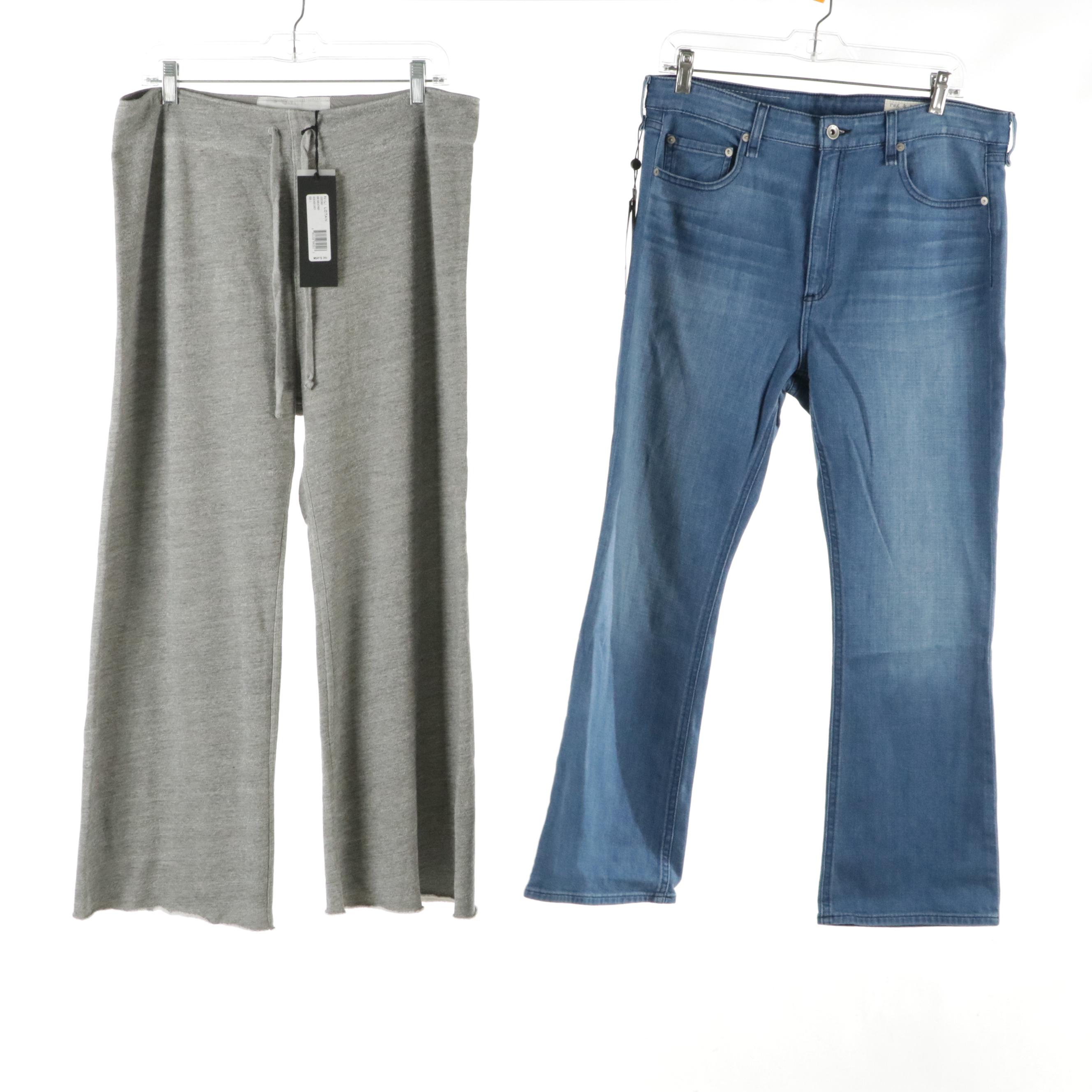 Nili Lotan Heather Grey Knit Sweatpants, Rag & Bone Denim Jeans, With Tags