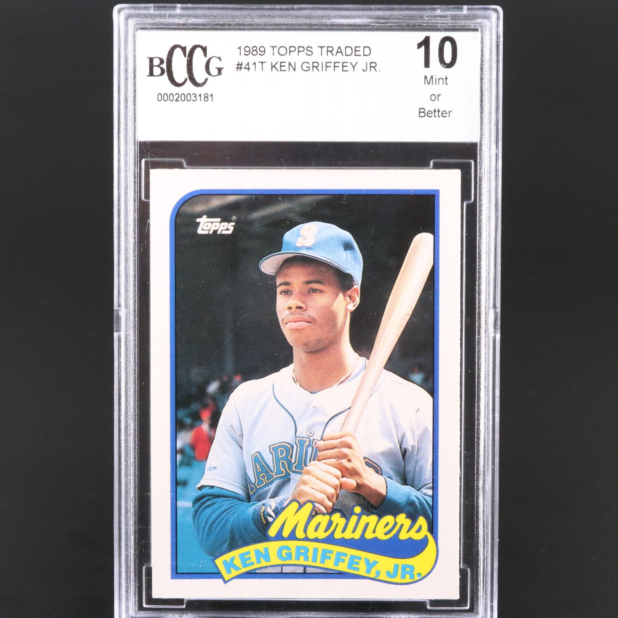 1989 Topps Traded Ken Griffey Jr. Seattle Mariners Rookie Card Graded BCCG 10