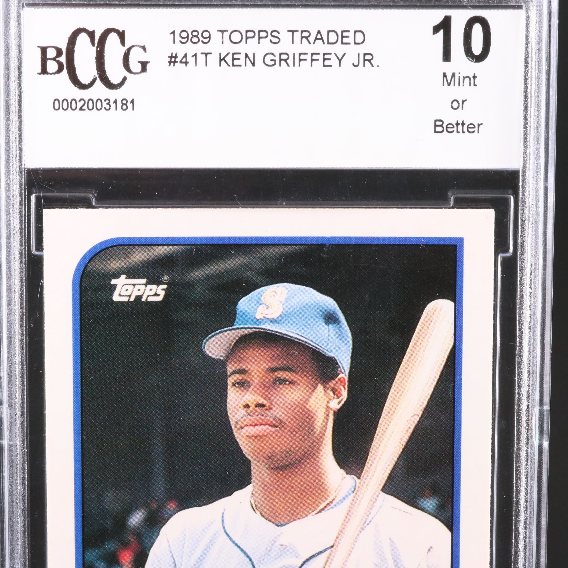 1989 Topps Traded Ken Griffey Jr. Seattle Mariners Rookie Card Graded BCCG 10