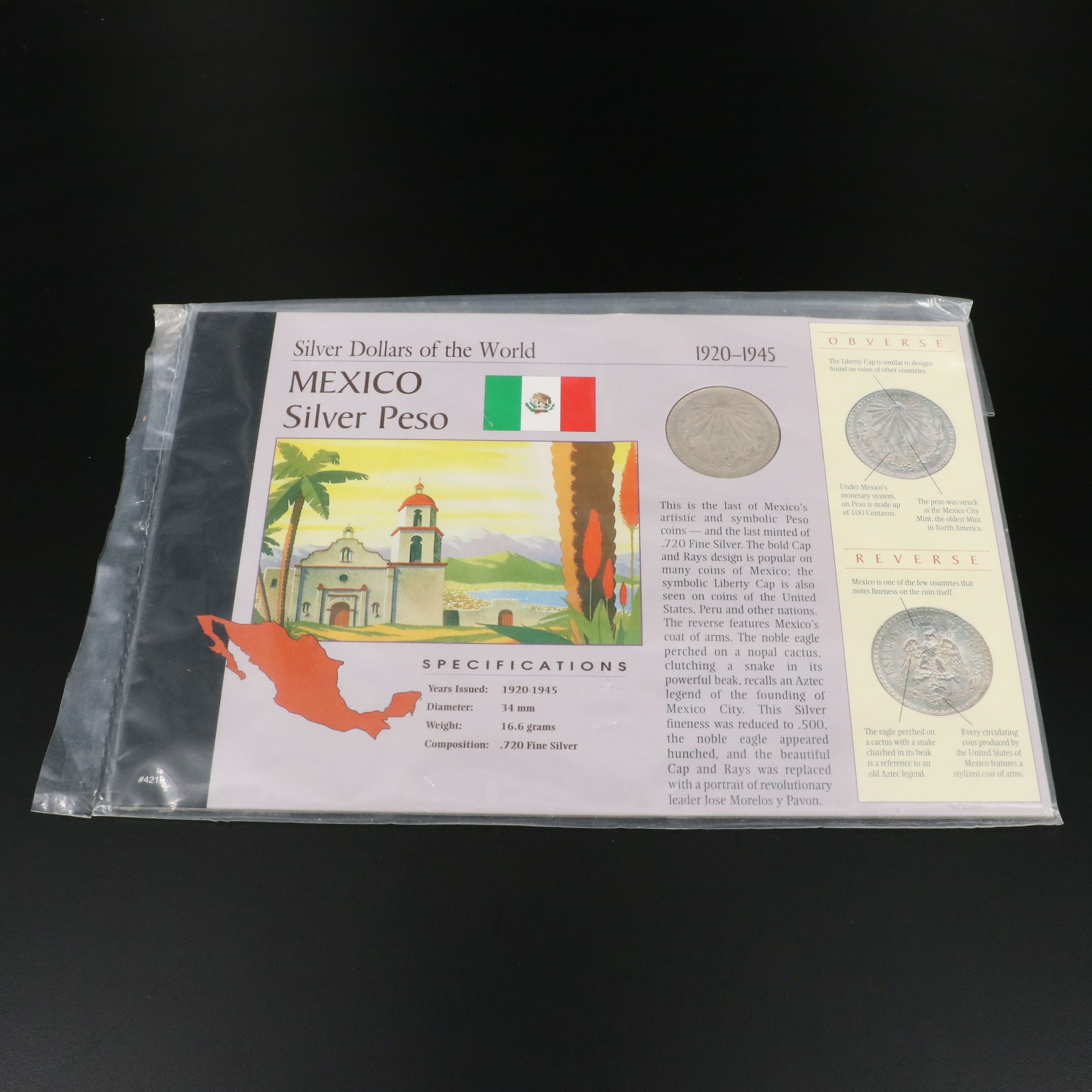 Six "Silver Dollars of the World" Cards by the American Historic Society