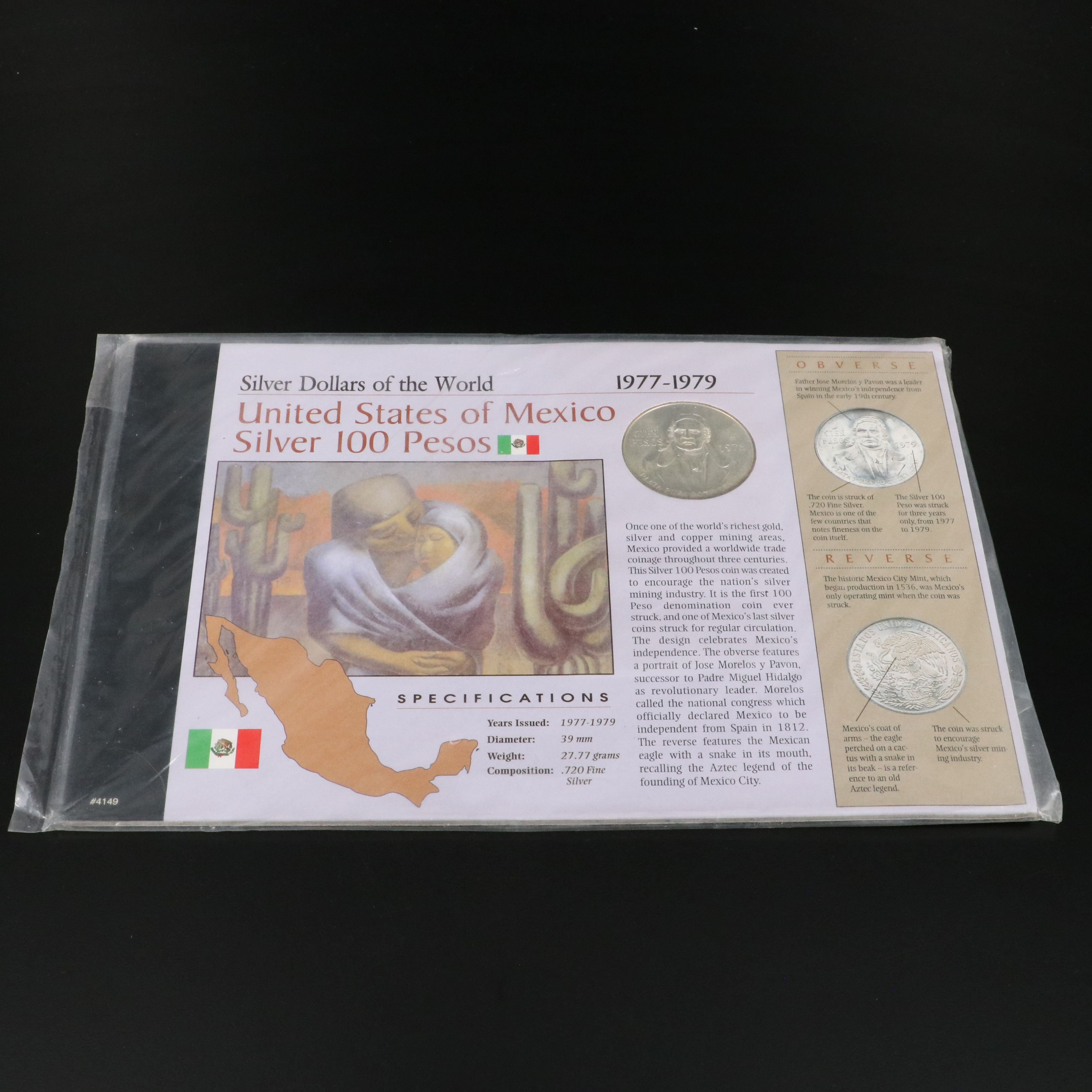 Six "Silver Dollars of the World" Cards by the American Historic Society