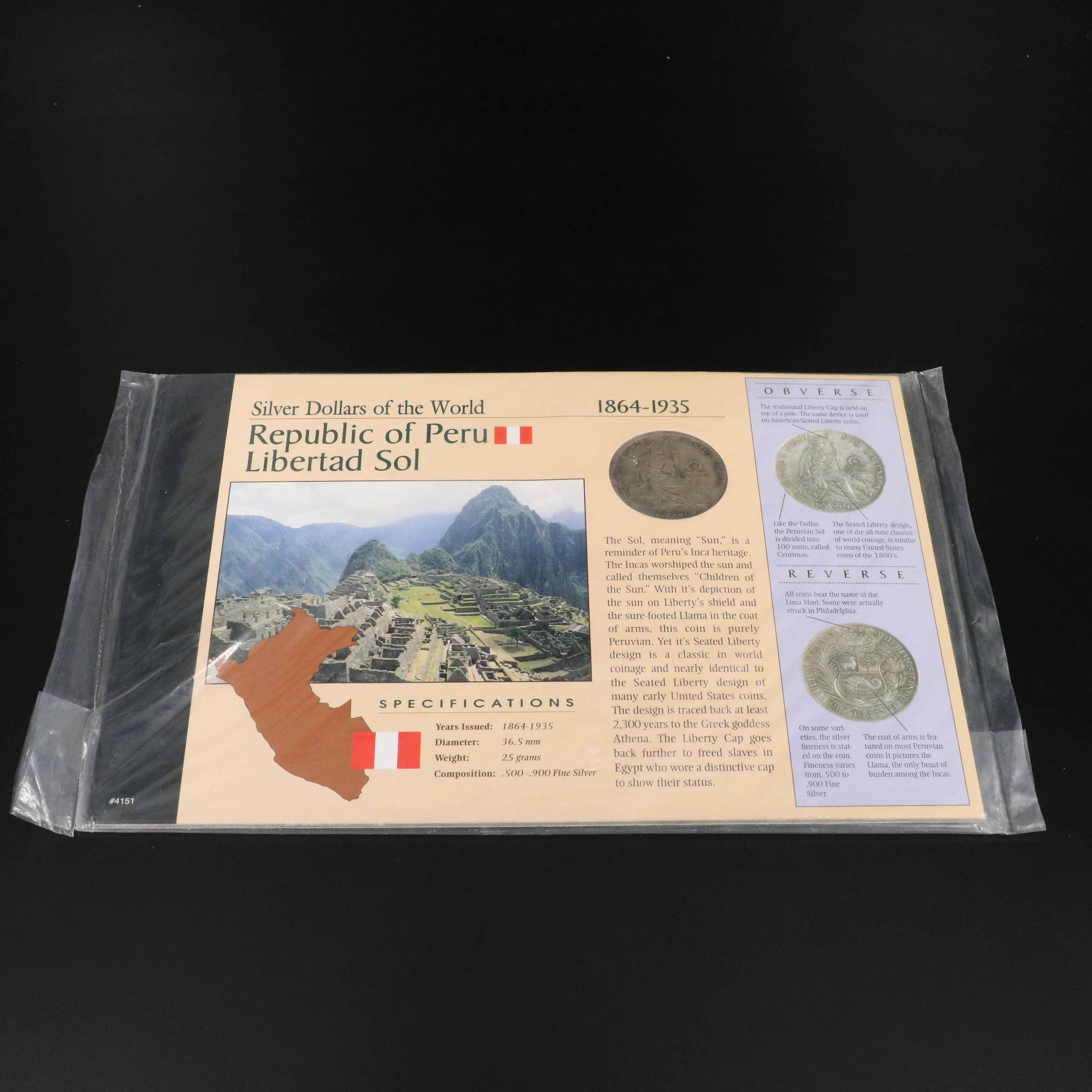 Six "Silver Dollars of the World" Cards by the American Historic Society