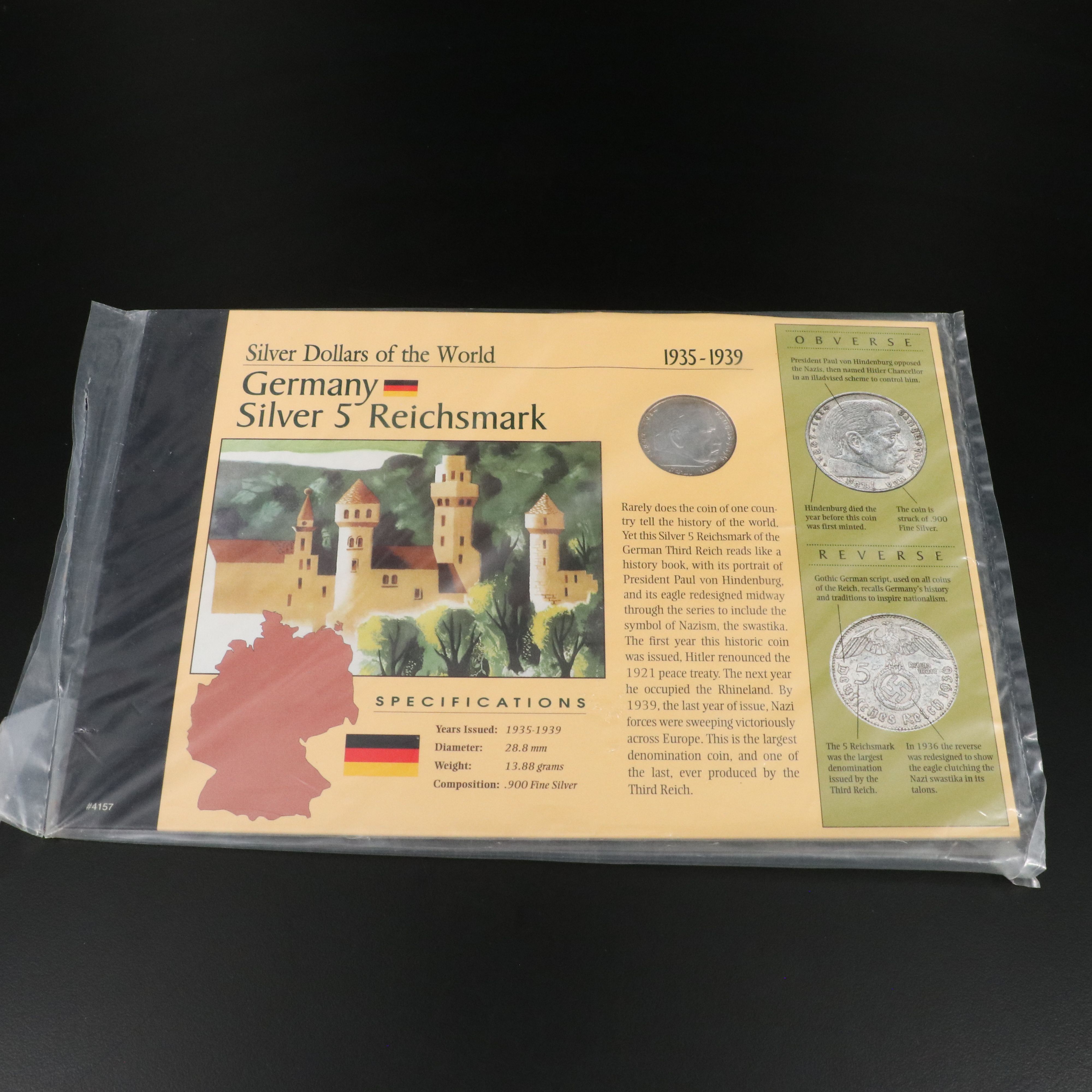 Six "Silver Dollars of the World" Cards by the American Historic Society