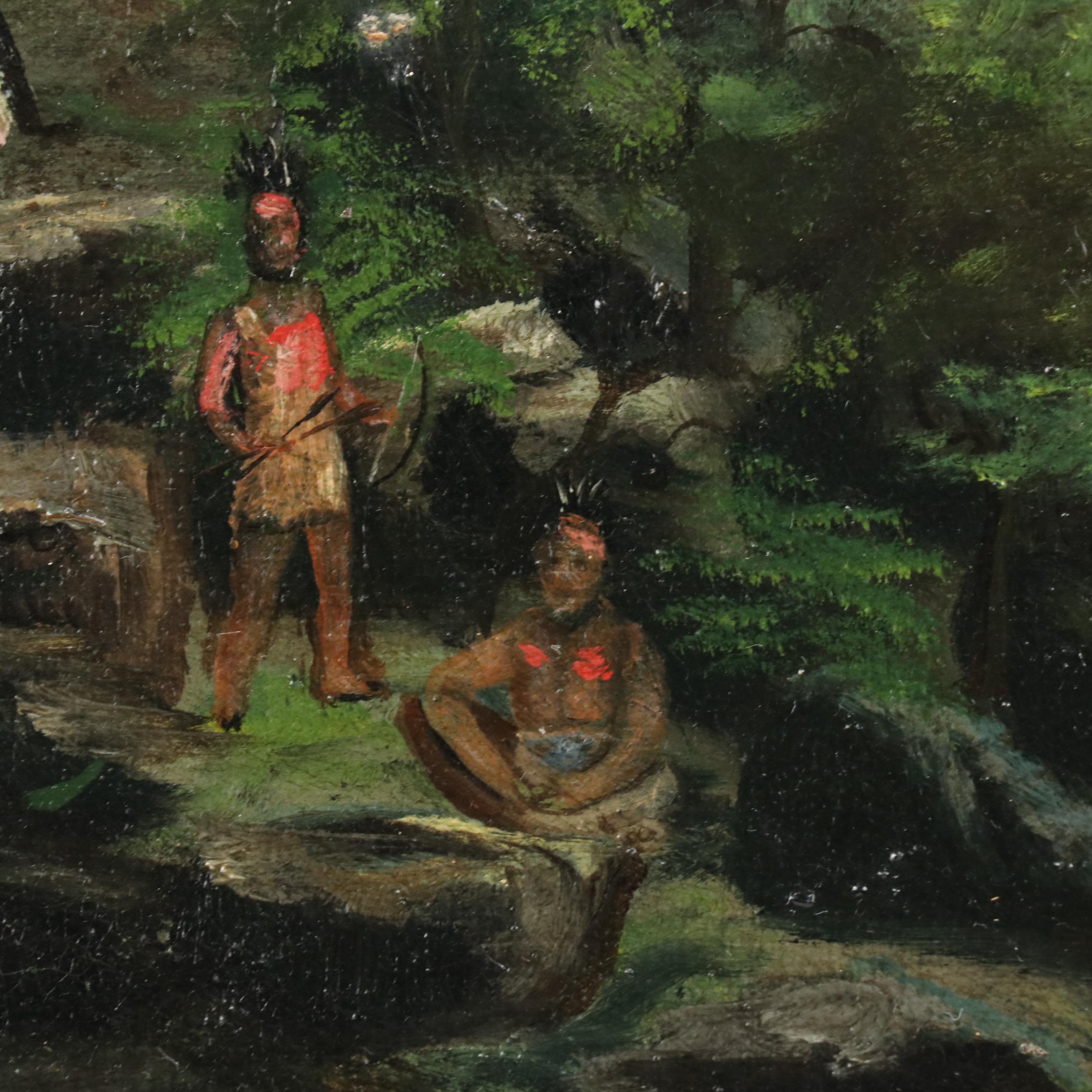 Anna Ford Wooded Landscape Oil Painting of Native American Camp, 1892