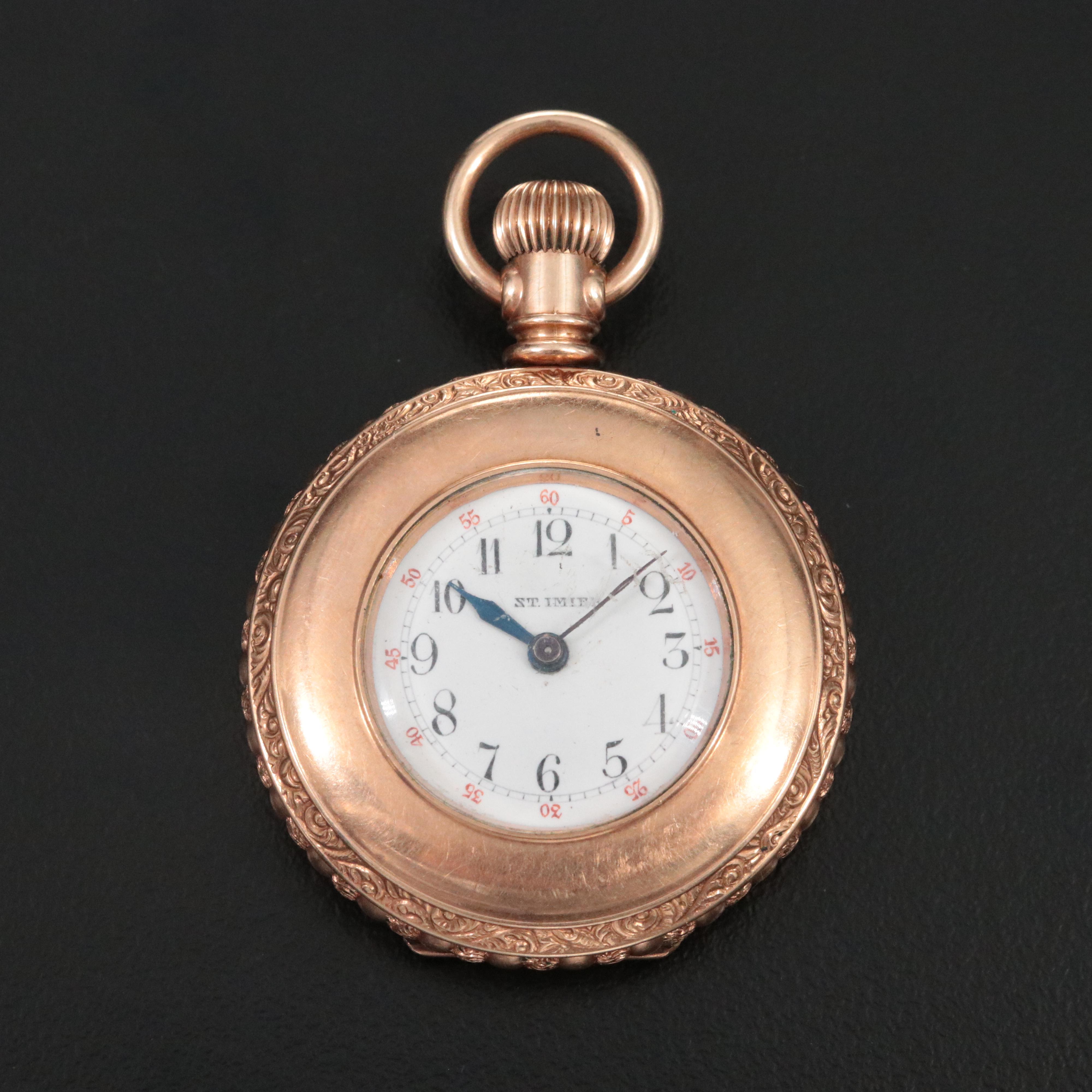 Antique St. Imier Gold-Filled Ornate Case Pocket Watch