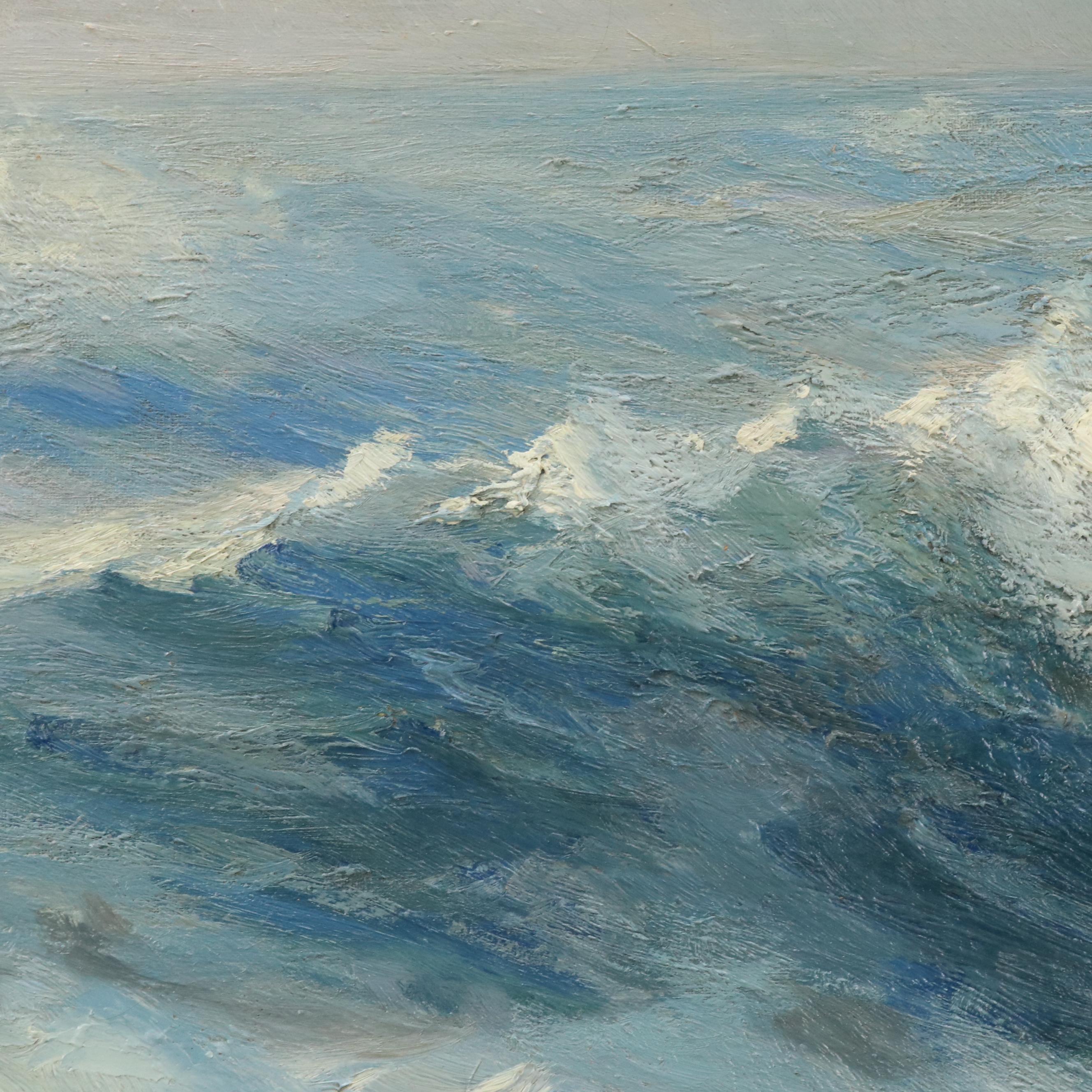 Howard Smith Seascape Oil Painting of Rocky Coastline, Late 19th Century