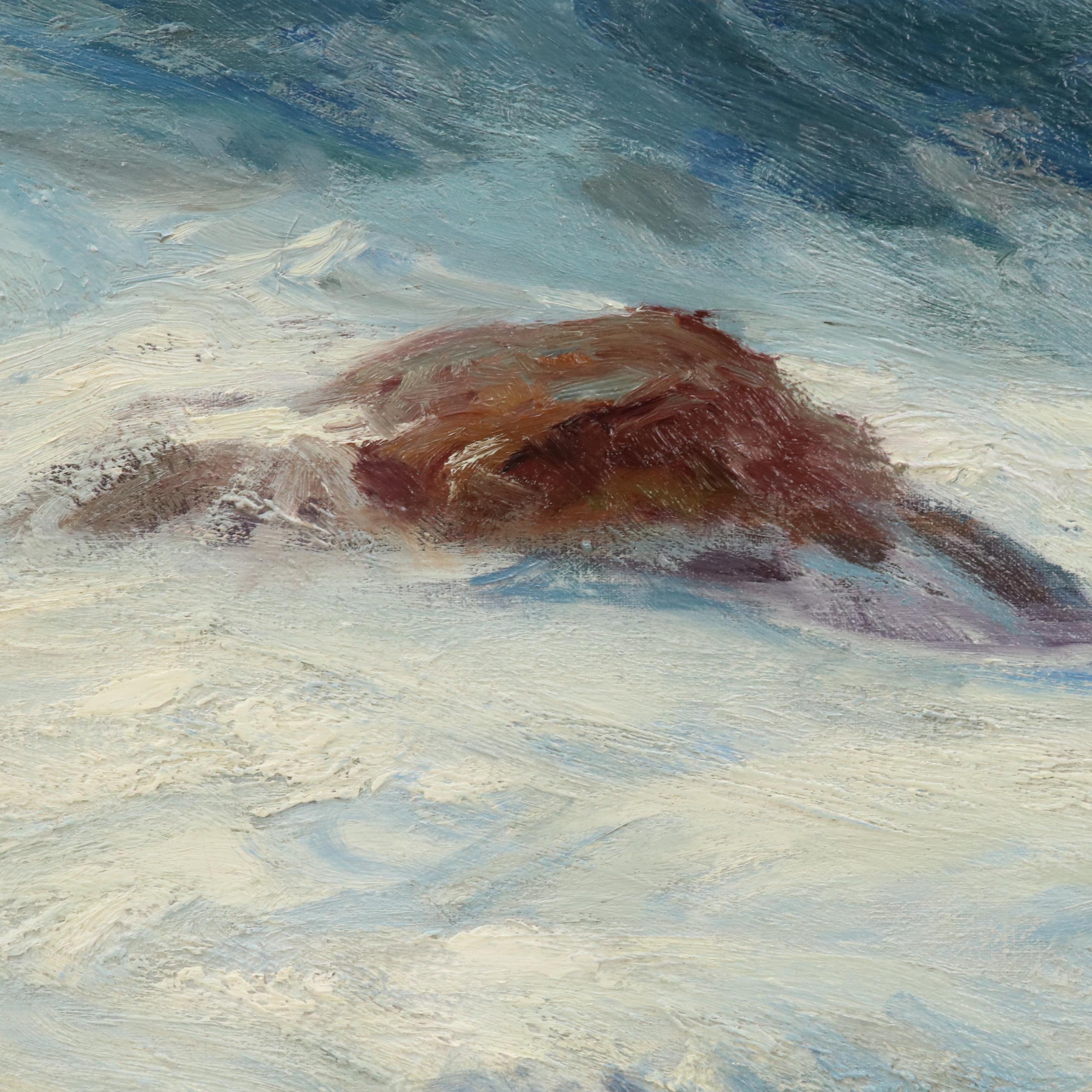 Howard Smith Seascape Oil Painting of Rocky Coastline, Late 19th Century