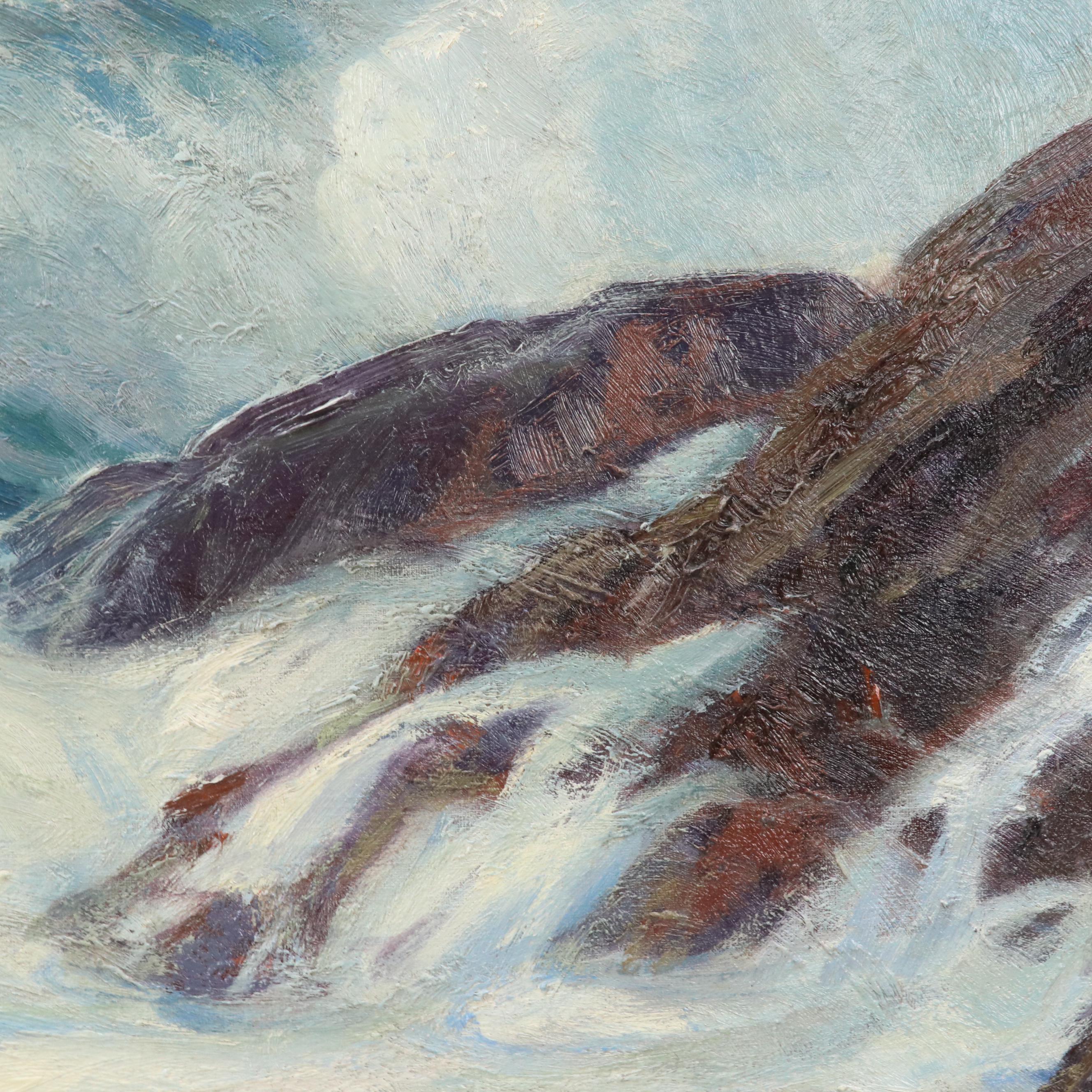 Howard Smith Seascape Oil Painting of Rocky Coastline, Late 19th Century