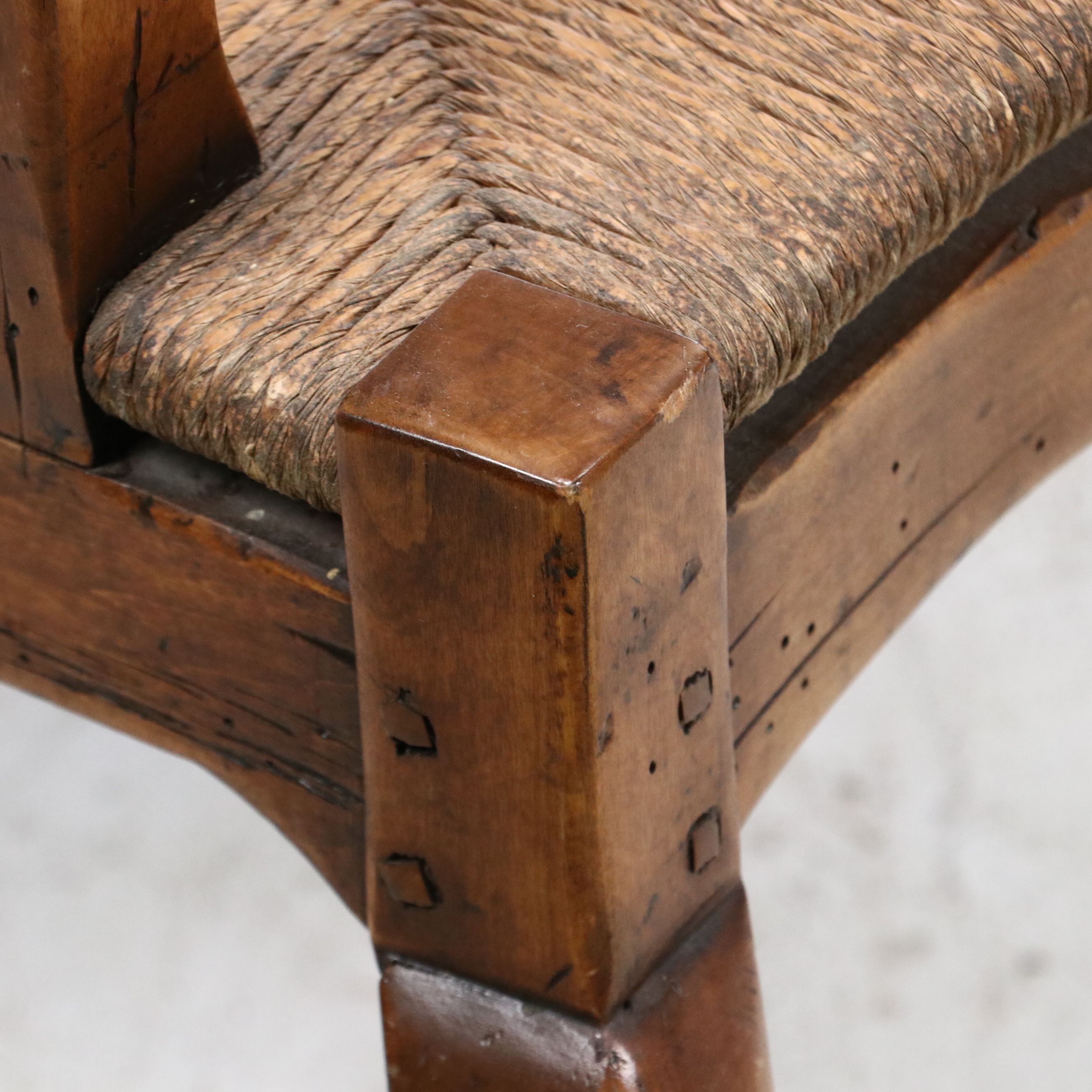 French Provincial Style Settee with Woven Rush Seat