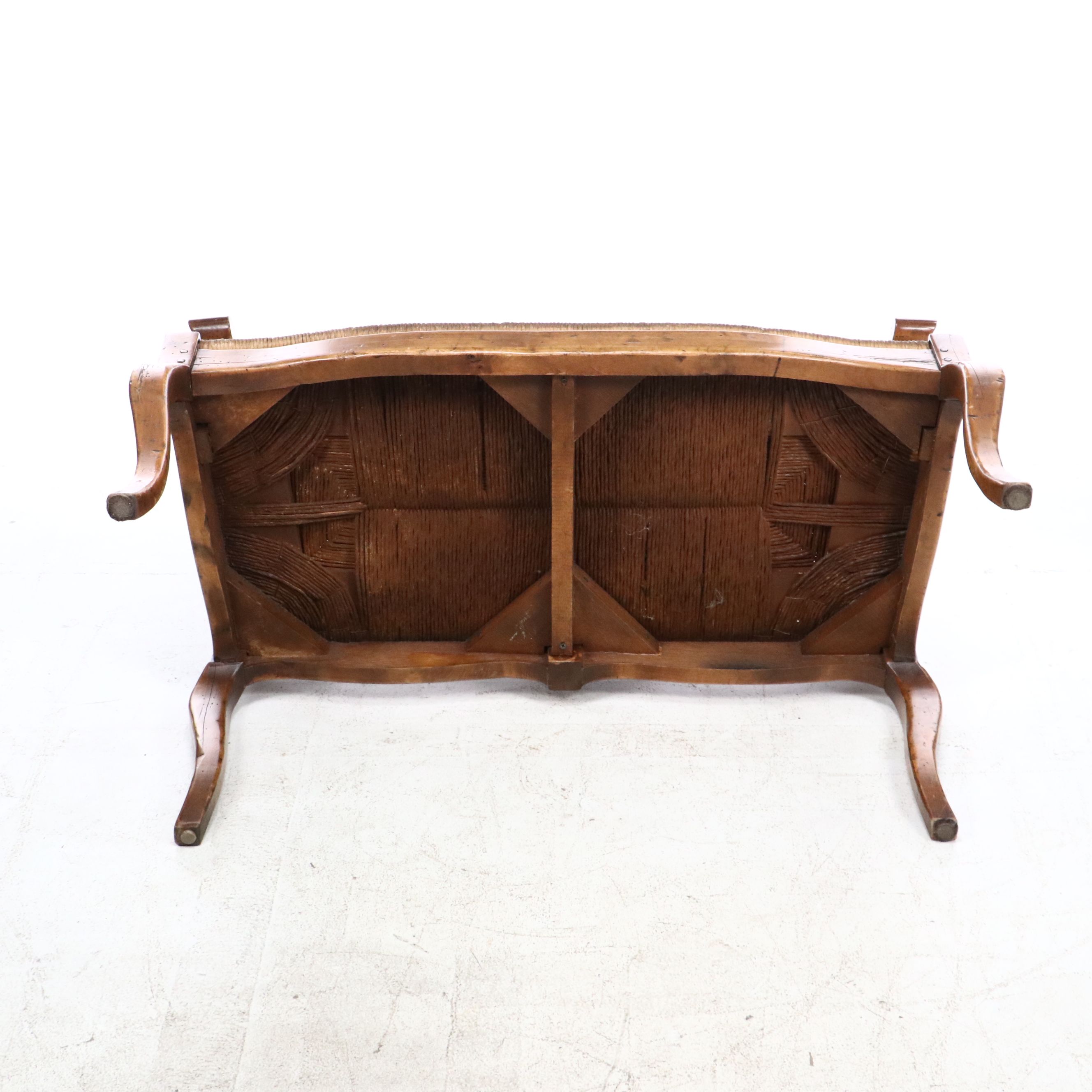 French Provincial Style Settee with Woven Rush Seat