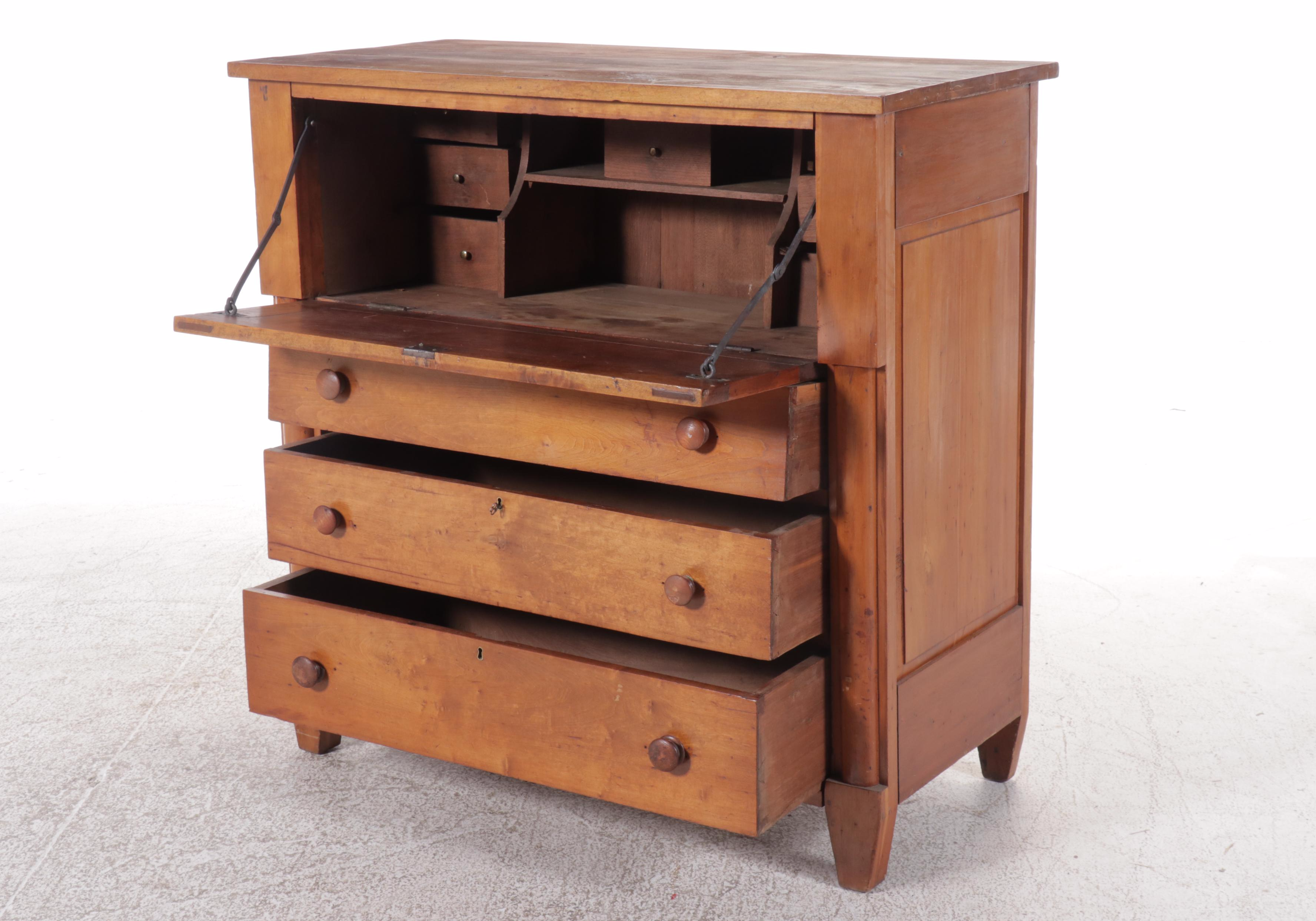 Cherry Three-Drawer Secretary Desk