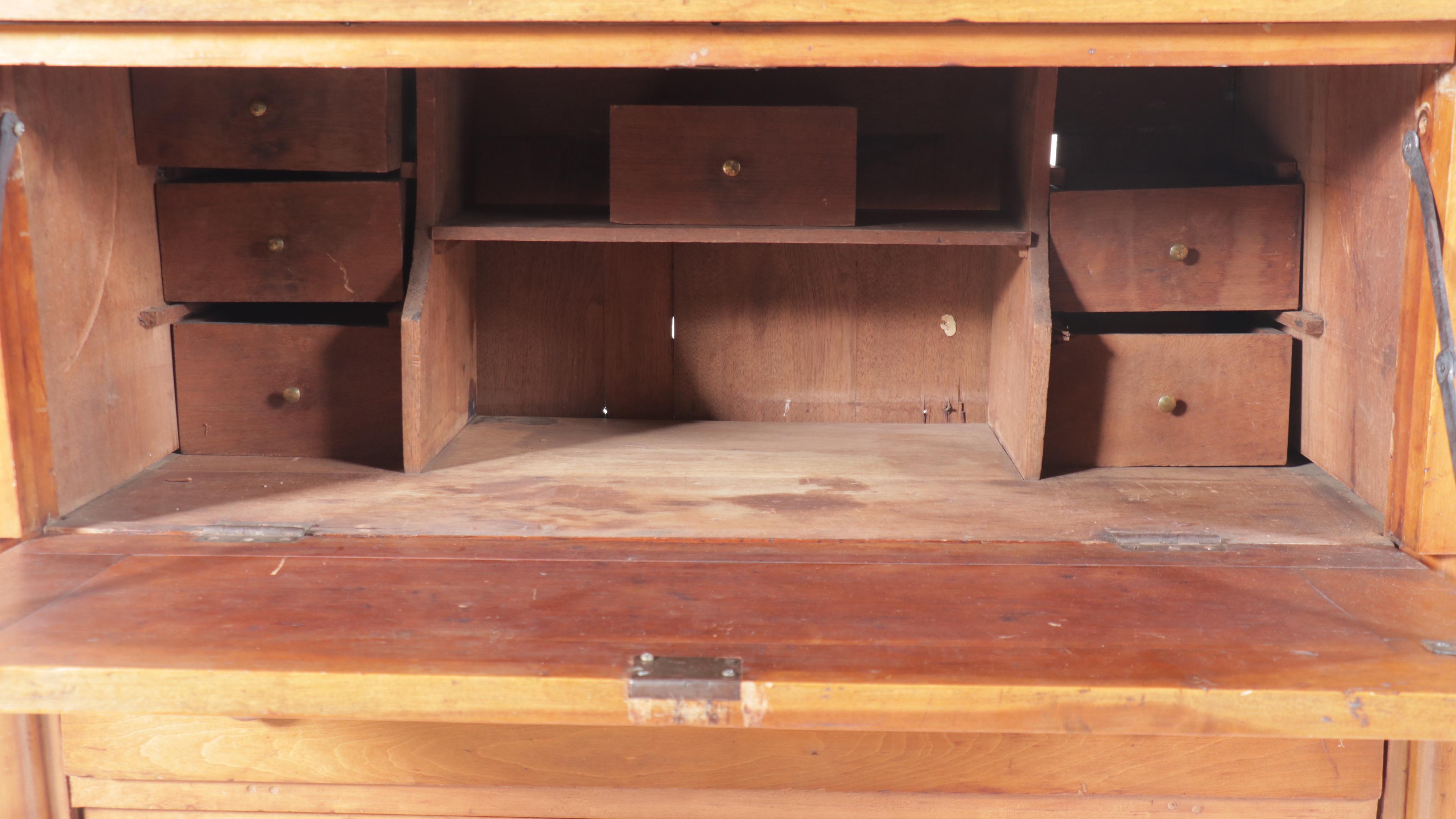 Cherry Three-Drawer Secretary Desk